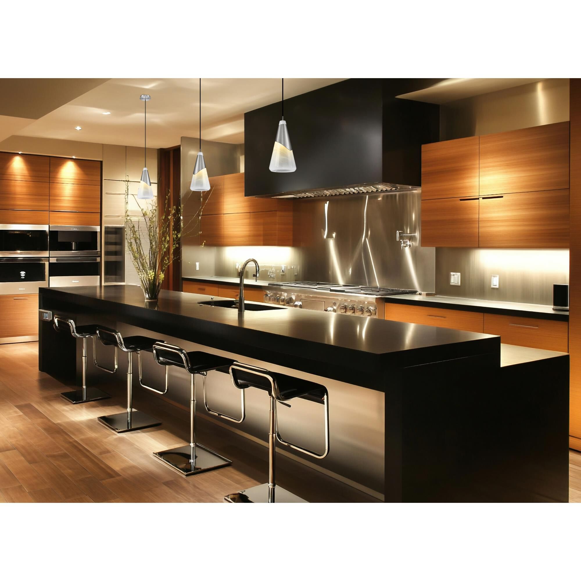 Shown in Brushed Nickel finish and White Swirl glass and White Swirl shade