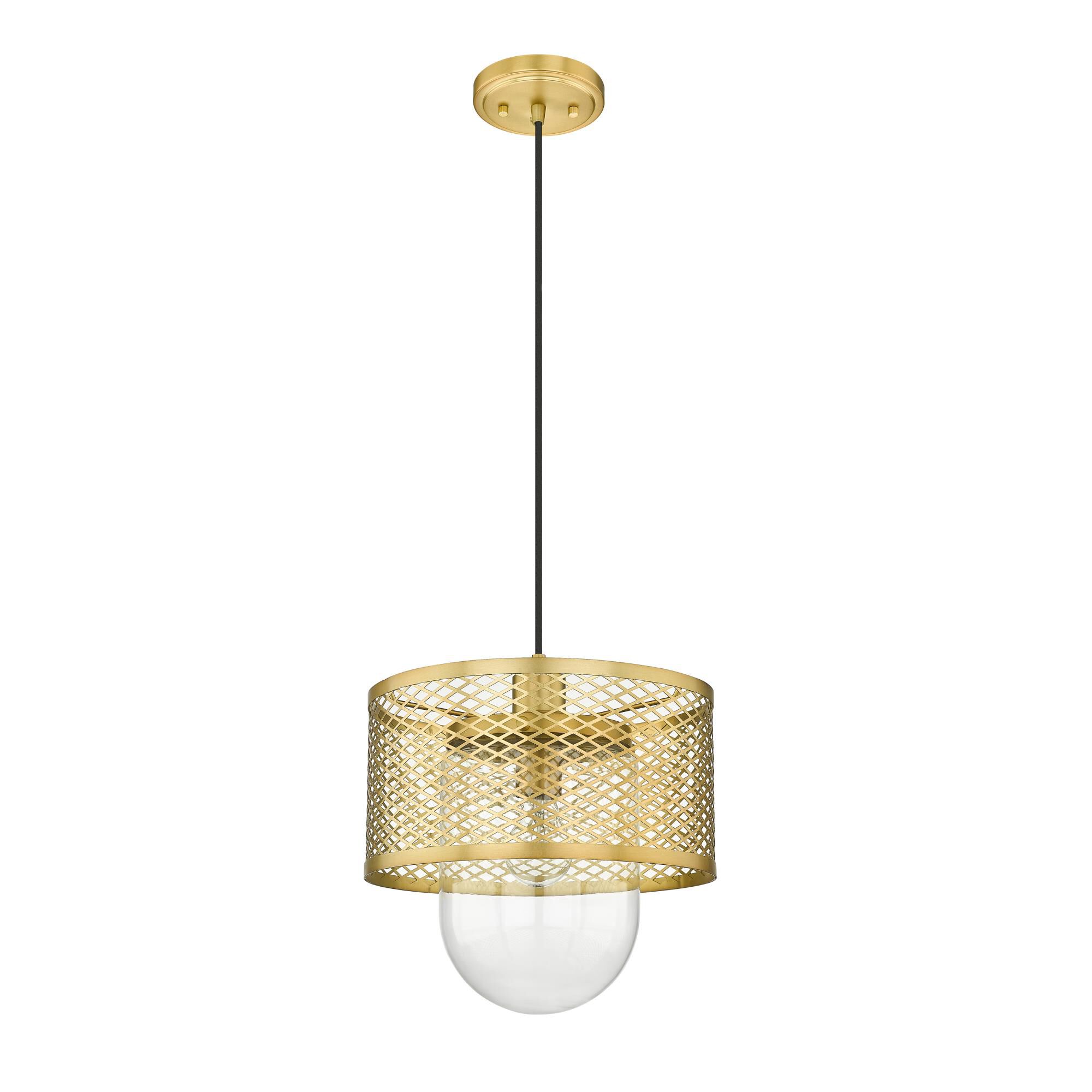 Shown in Rubbed Brass finish and Clear glass