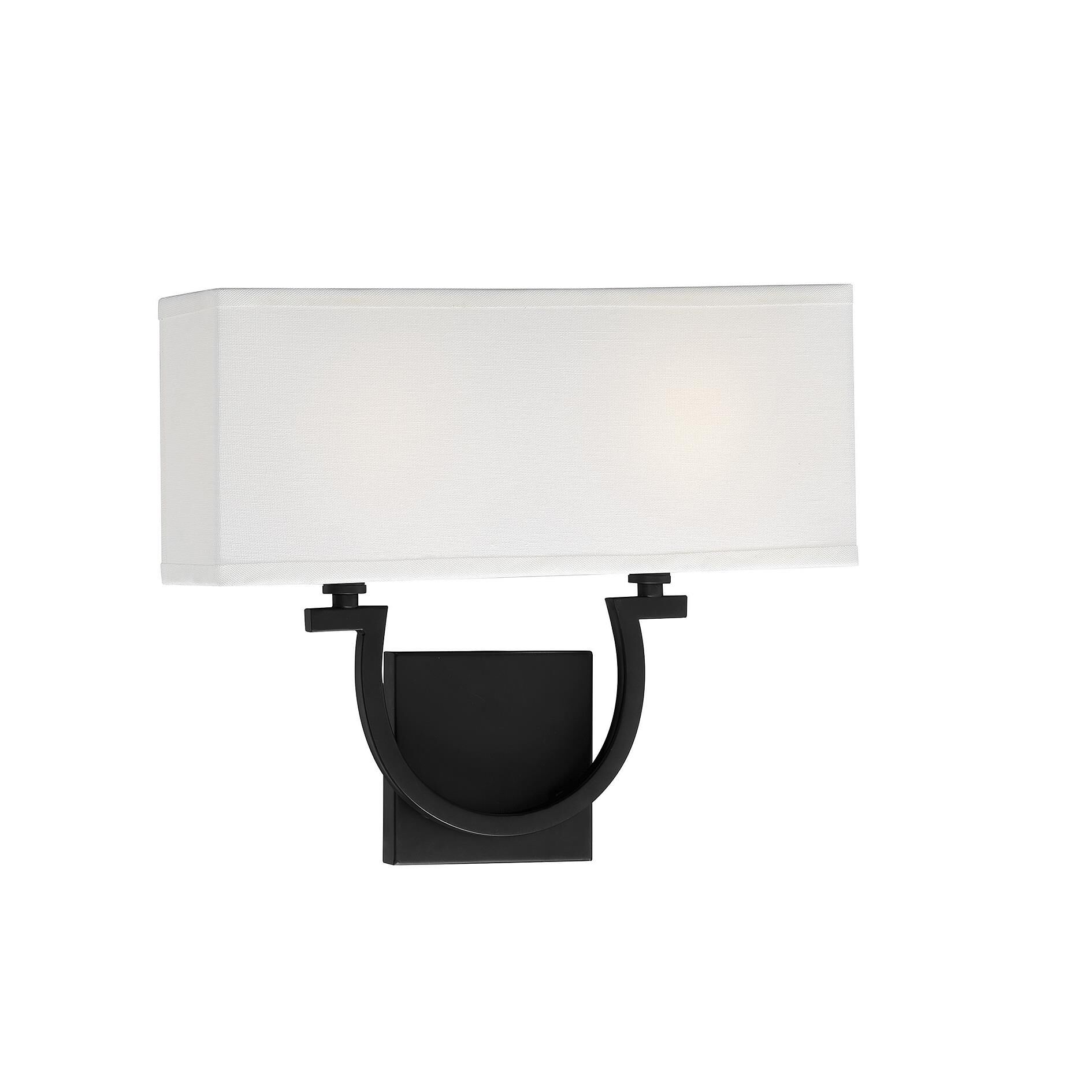 Shown in Matte Black finish and White Linen shade