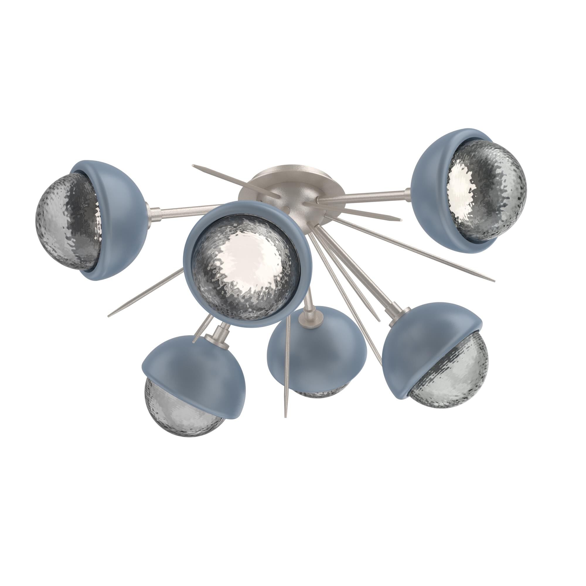 Shown in Beige Silver finish and Smoke glass and Poppy Blue accent