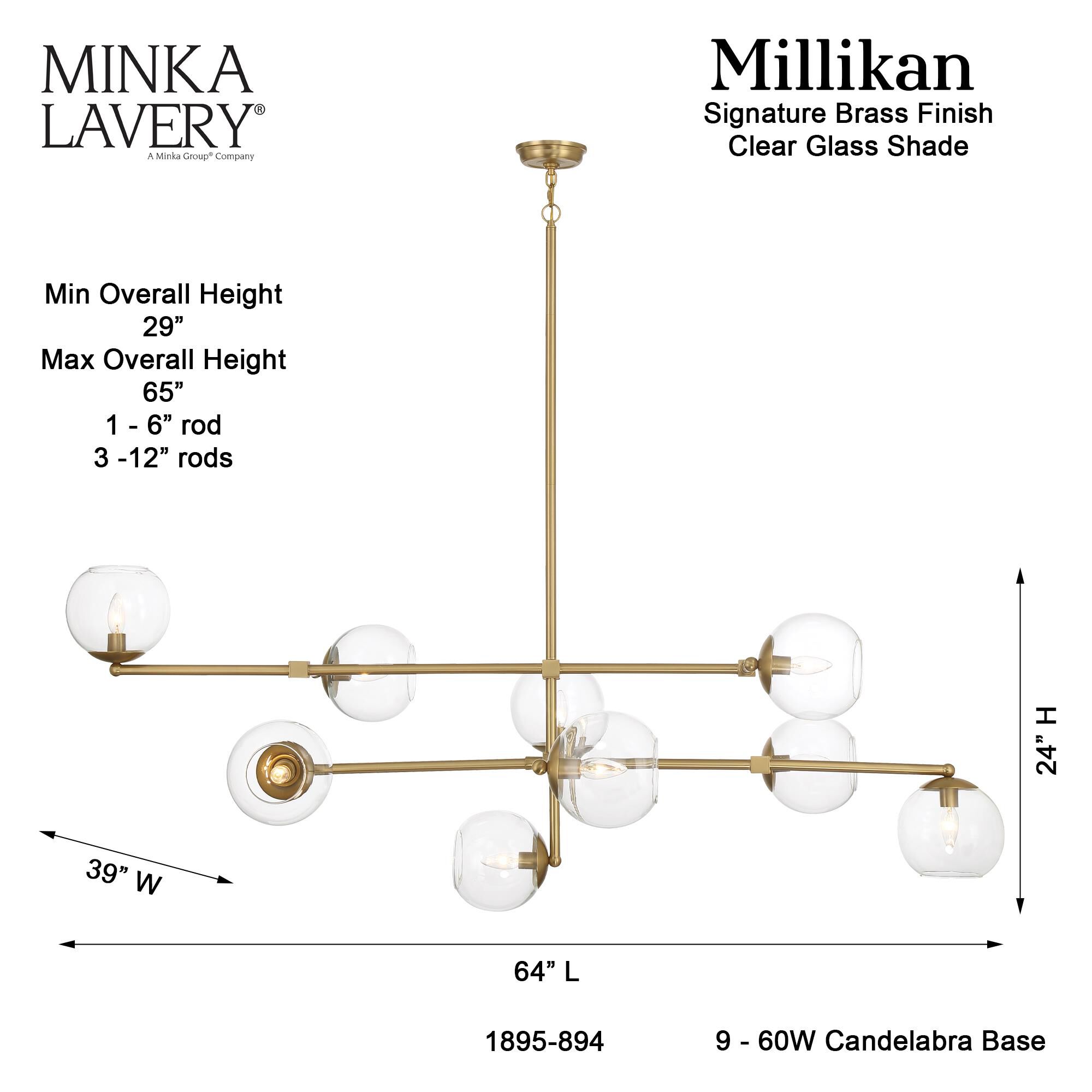 Millikan 64 Inch Linear Suspension Light by Minka Lavery
