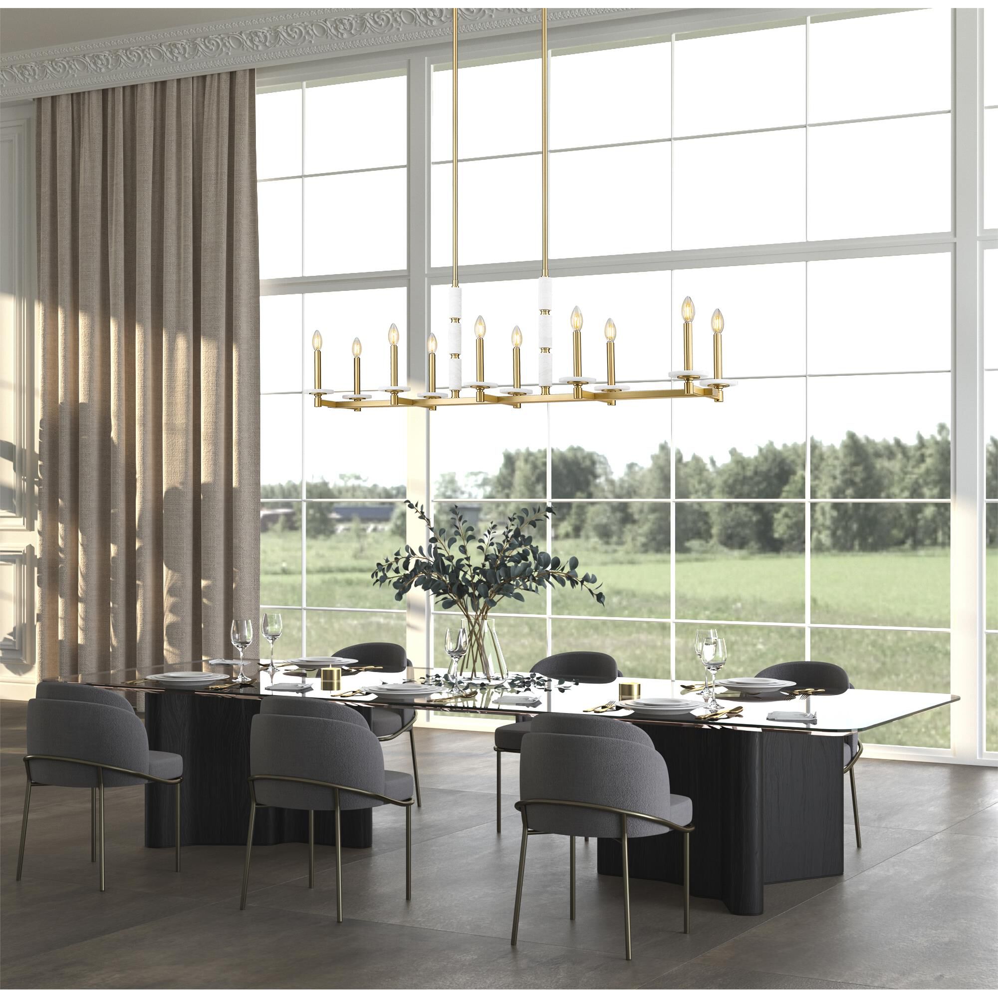 Shown in Modern Gold finish and Alabaster glass and Alabaster shade