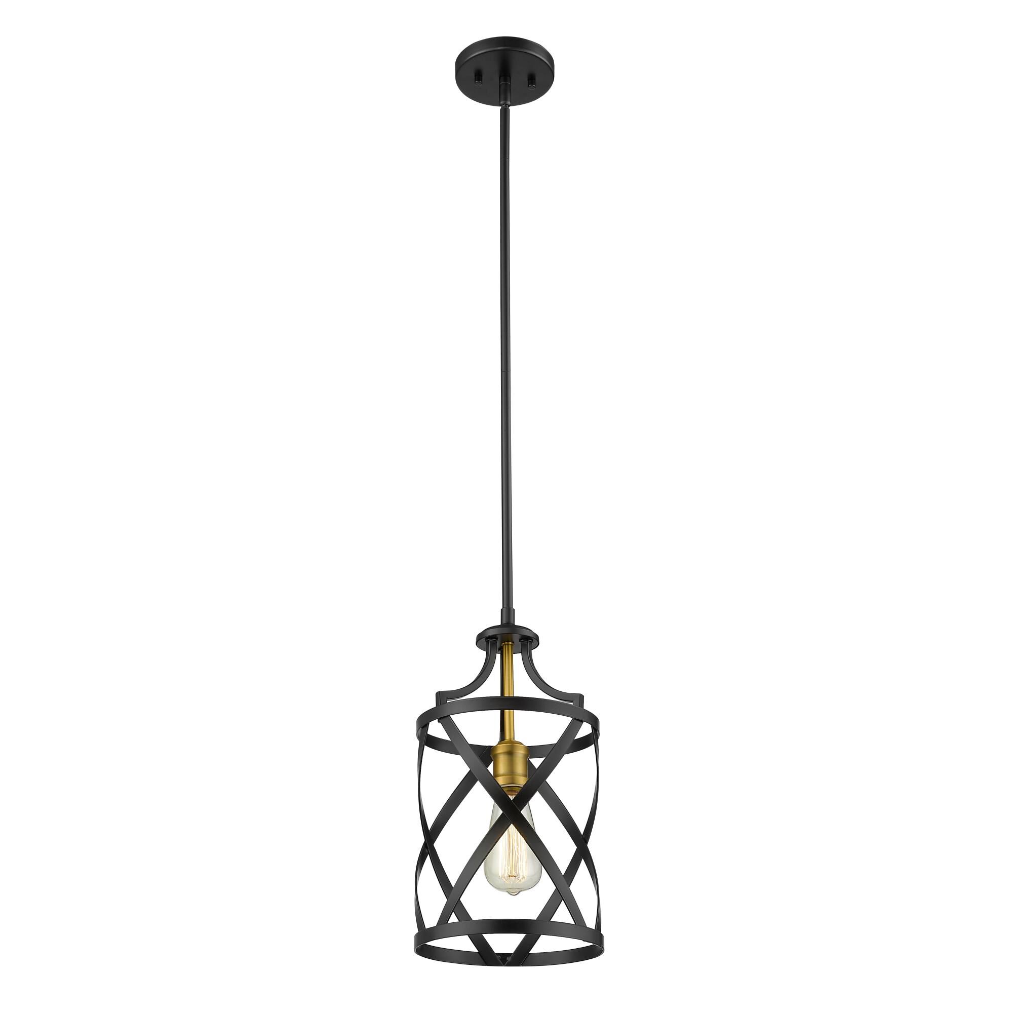 Shown in Matte Black + Olde Brass finish and --- glass and --- shade