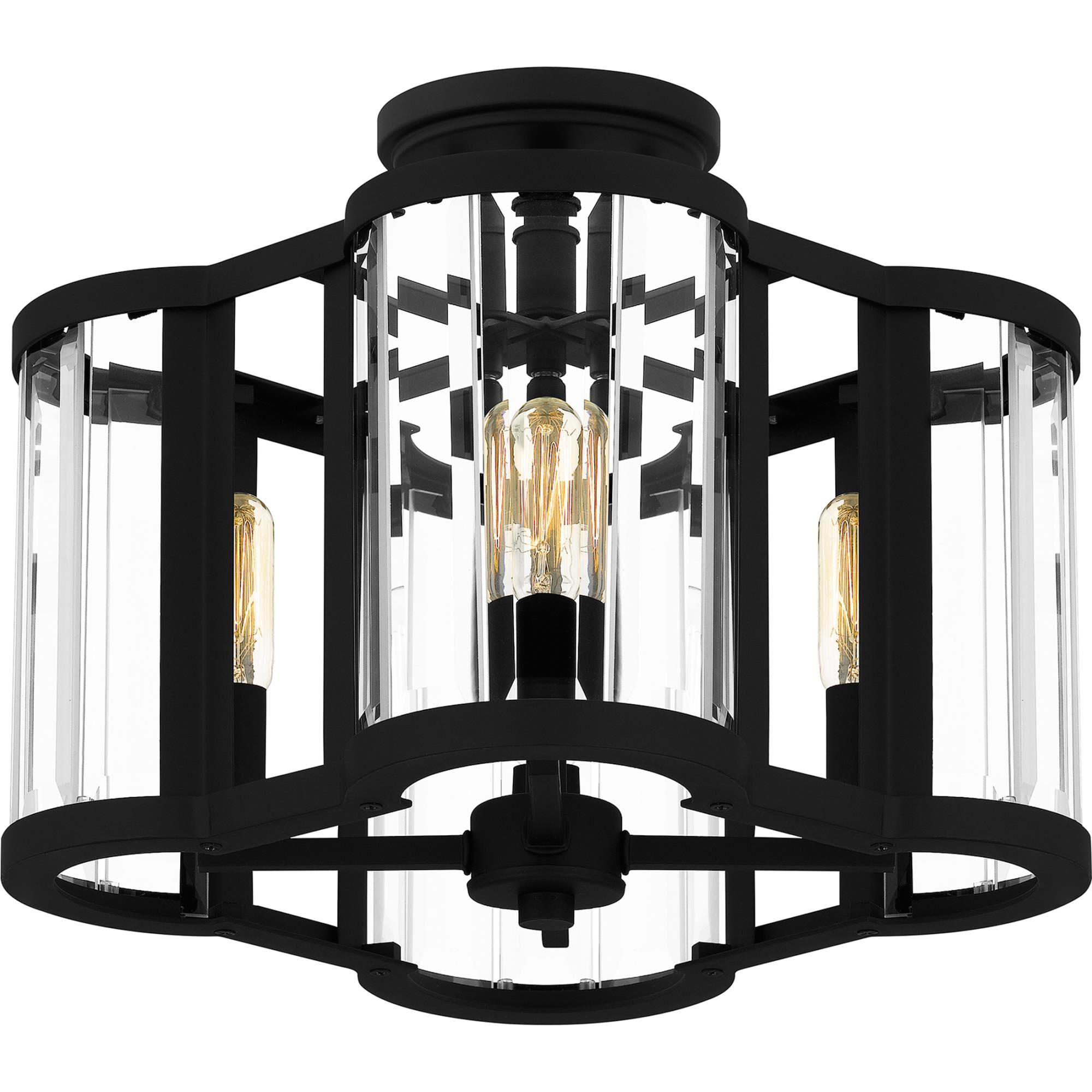 Shown in Matte Black finish and Clear Beveled Glass shade