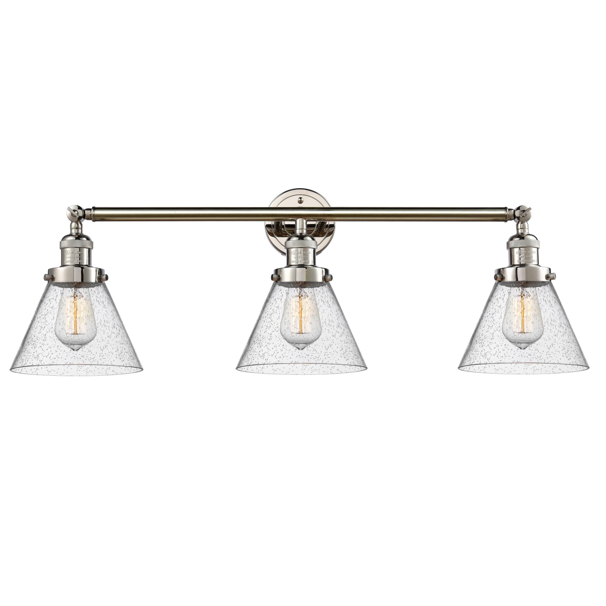 Bruno Marashlian Large Cone 32 Inch 3 Light Bath Vanity Light by Innovations Lighting