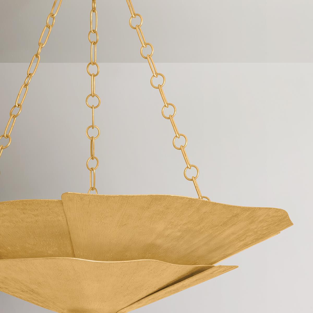 Shown in Vintage Gold Leaf finish and Champagne Seeded Cloud glass