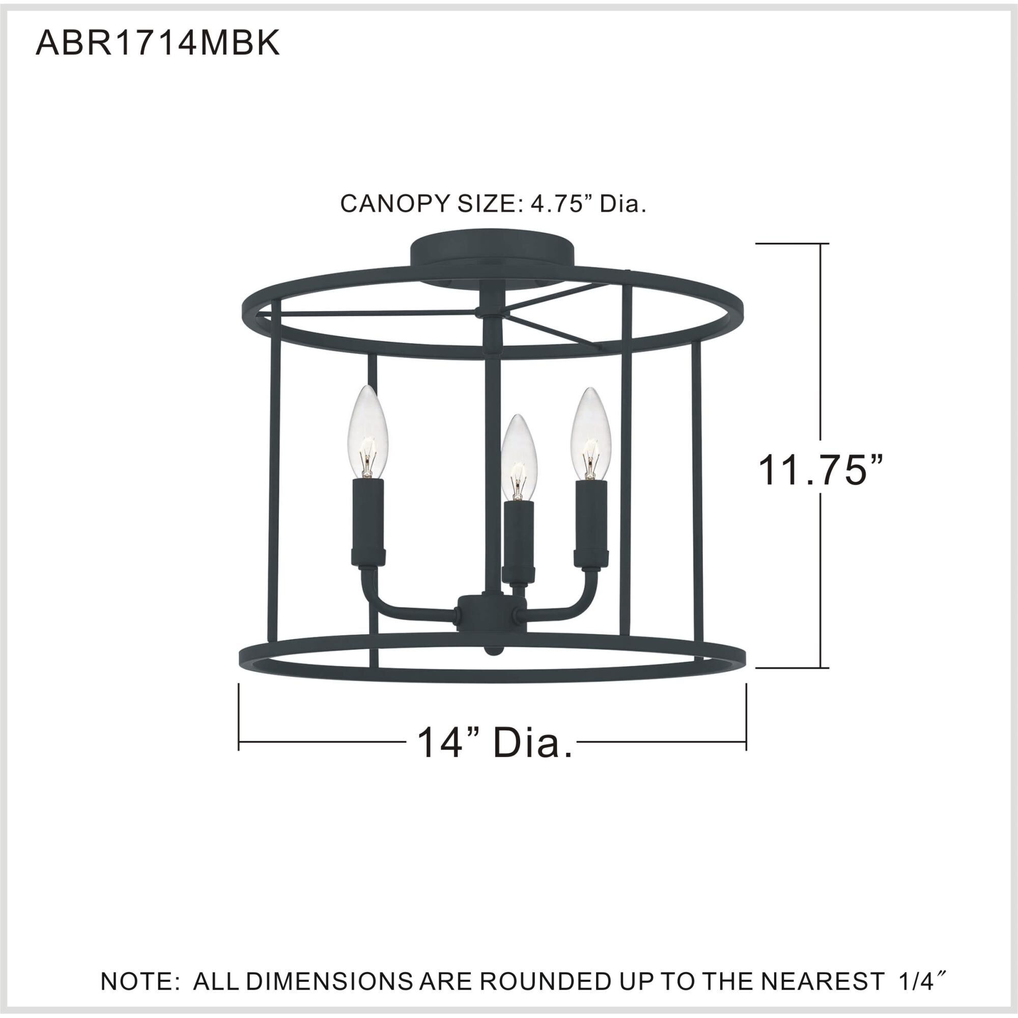 Abner 14 Inch 3 Light Semi Flush Mount by Quoizel
