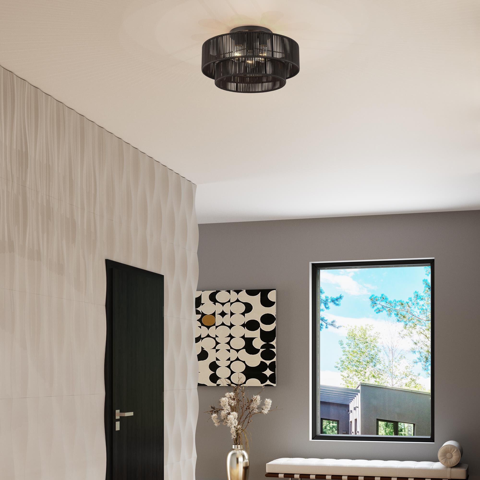 Shown in English Bronze finish and Hand-Woven Dark Chocolate Color Polyester Rope shade