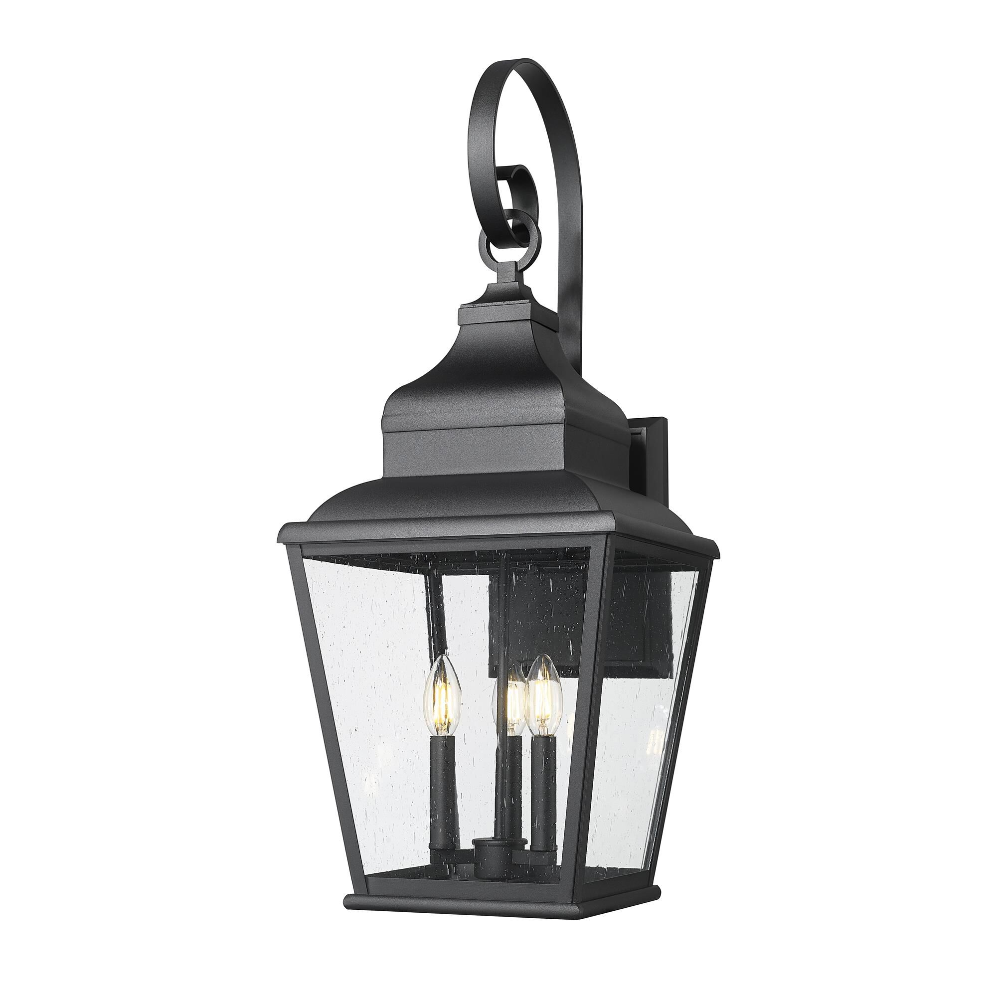 Shown in Sand Black finish and Clear Seedy glass