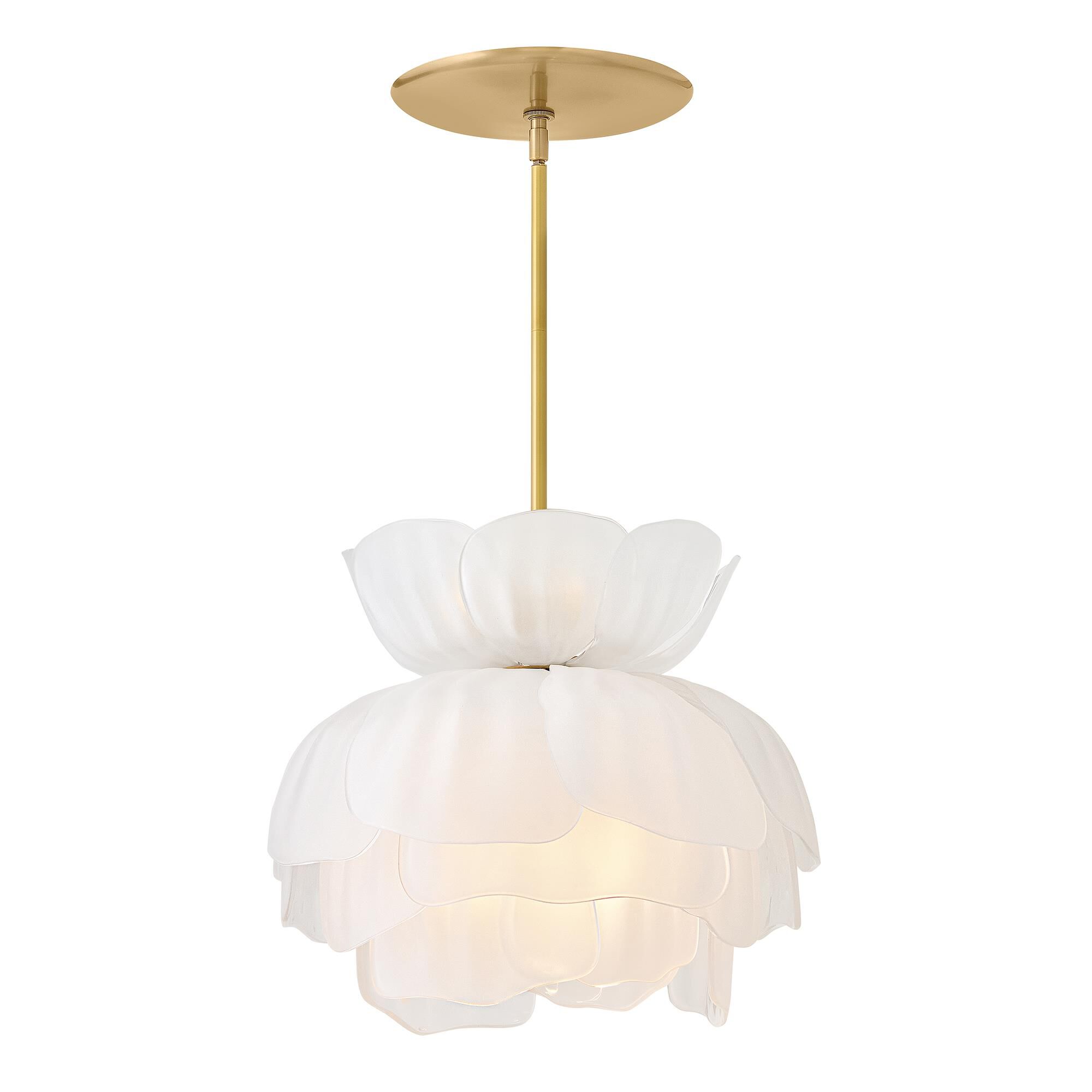 Shown in Unlacquered Brass finish and White Frosted glass