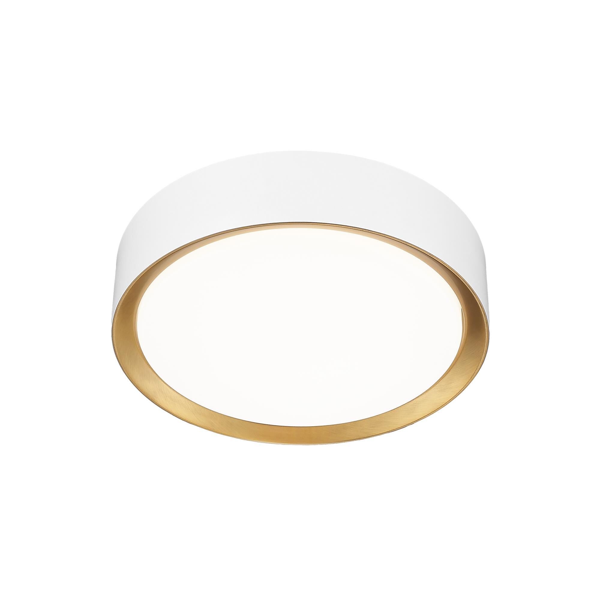 Shown in Matte White And Modern Gold finish and Frosted glass and Frosted shade