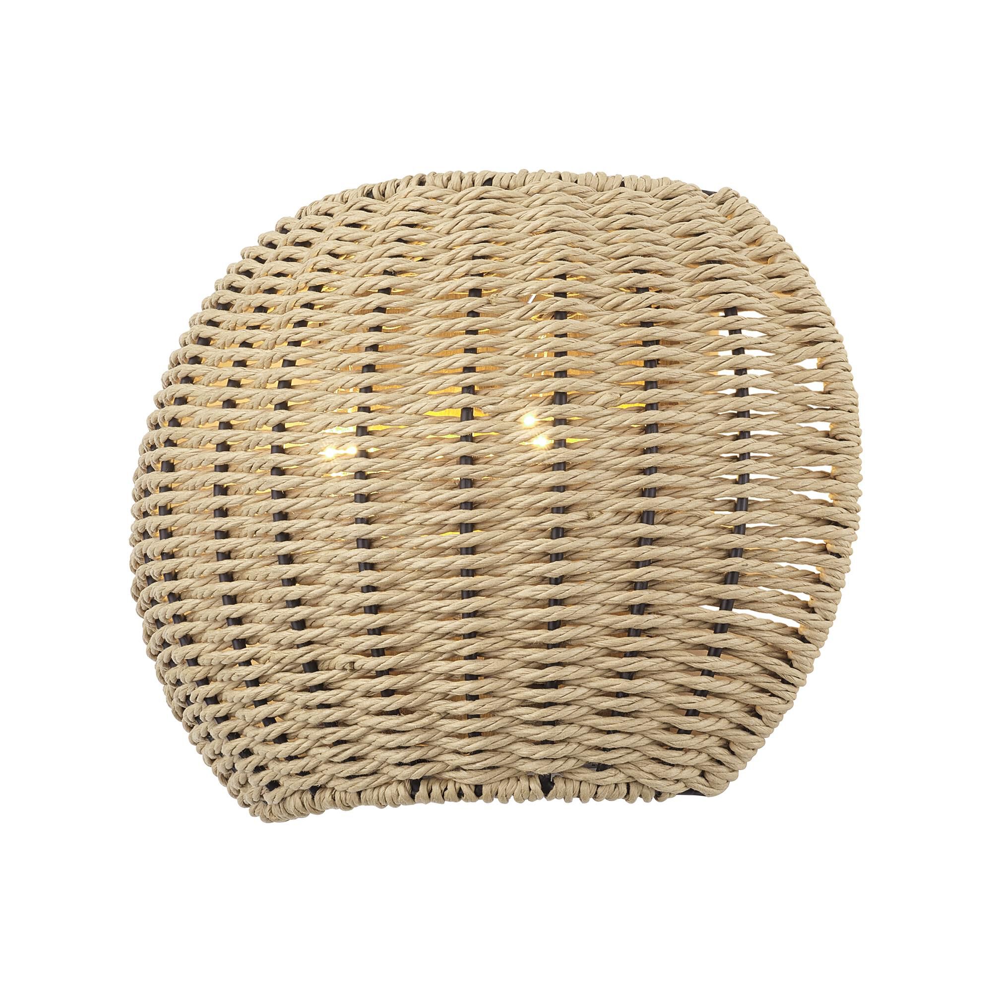 Shown in Antique Gold Leaf finish and Hand-Woven French Beige Paper Rope shade