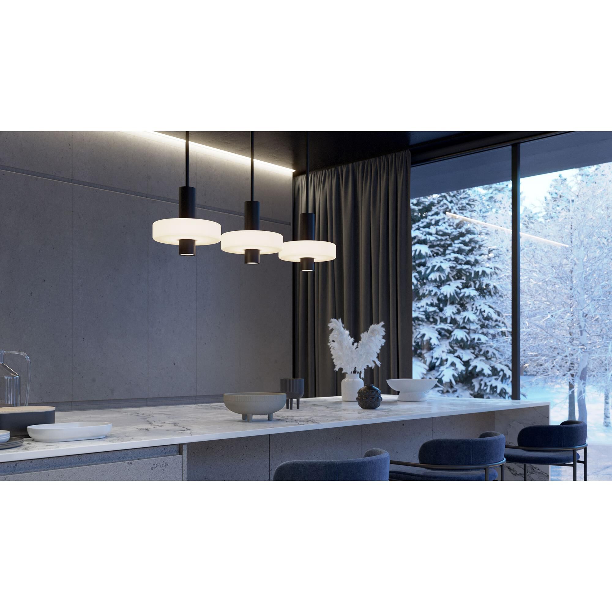 Shown in Black finish and White shade