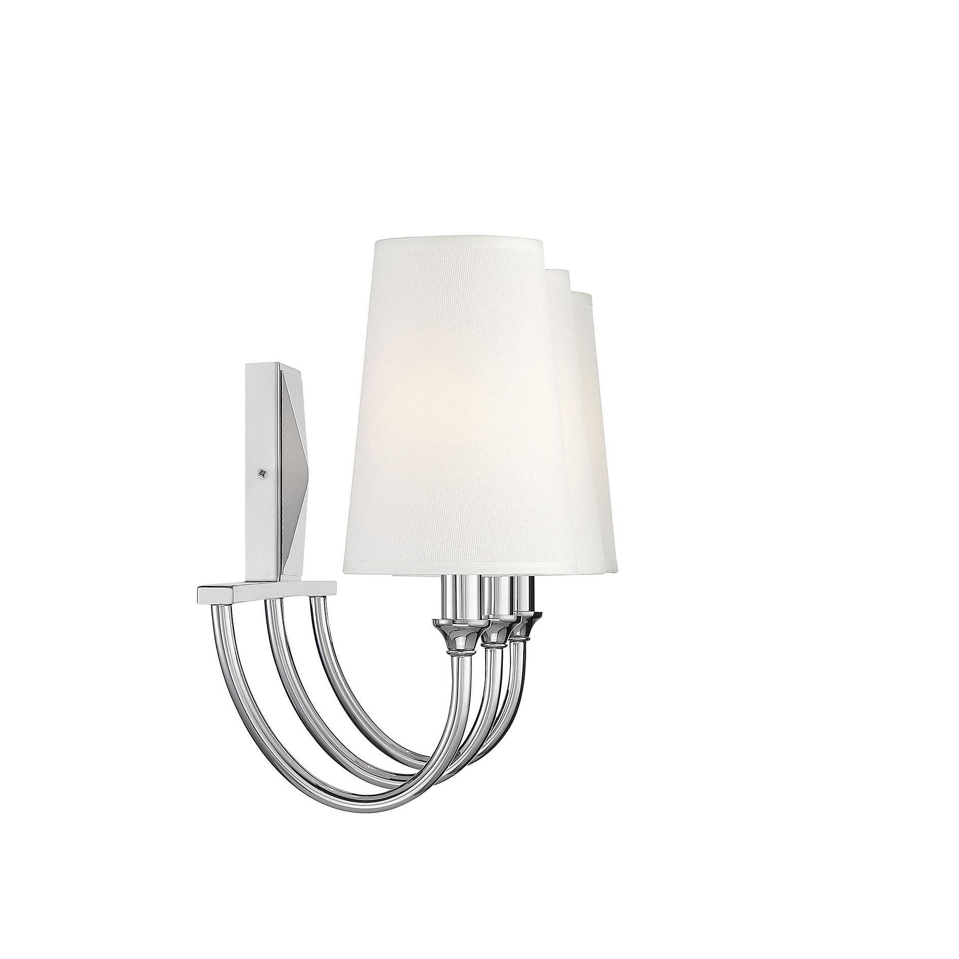 Shown in Polished Nickel finish and White Fabric shade