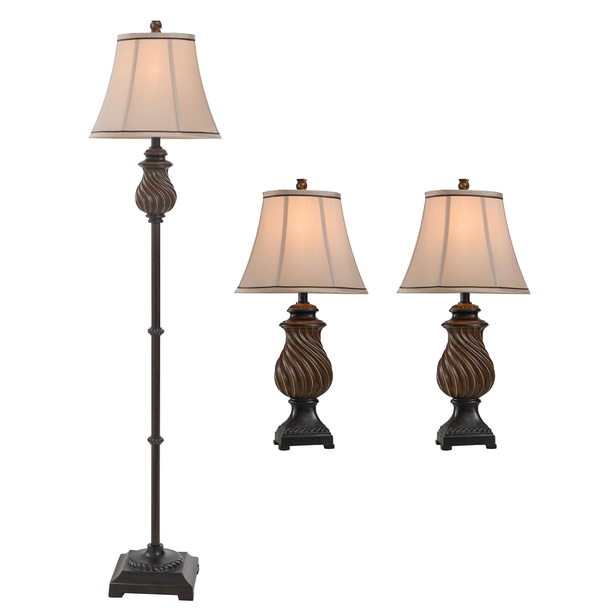 Shown in Toffee finish and Natural Linen Fabric shade