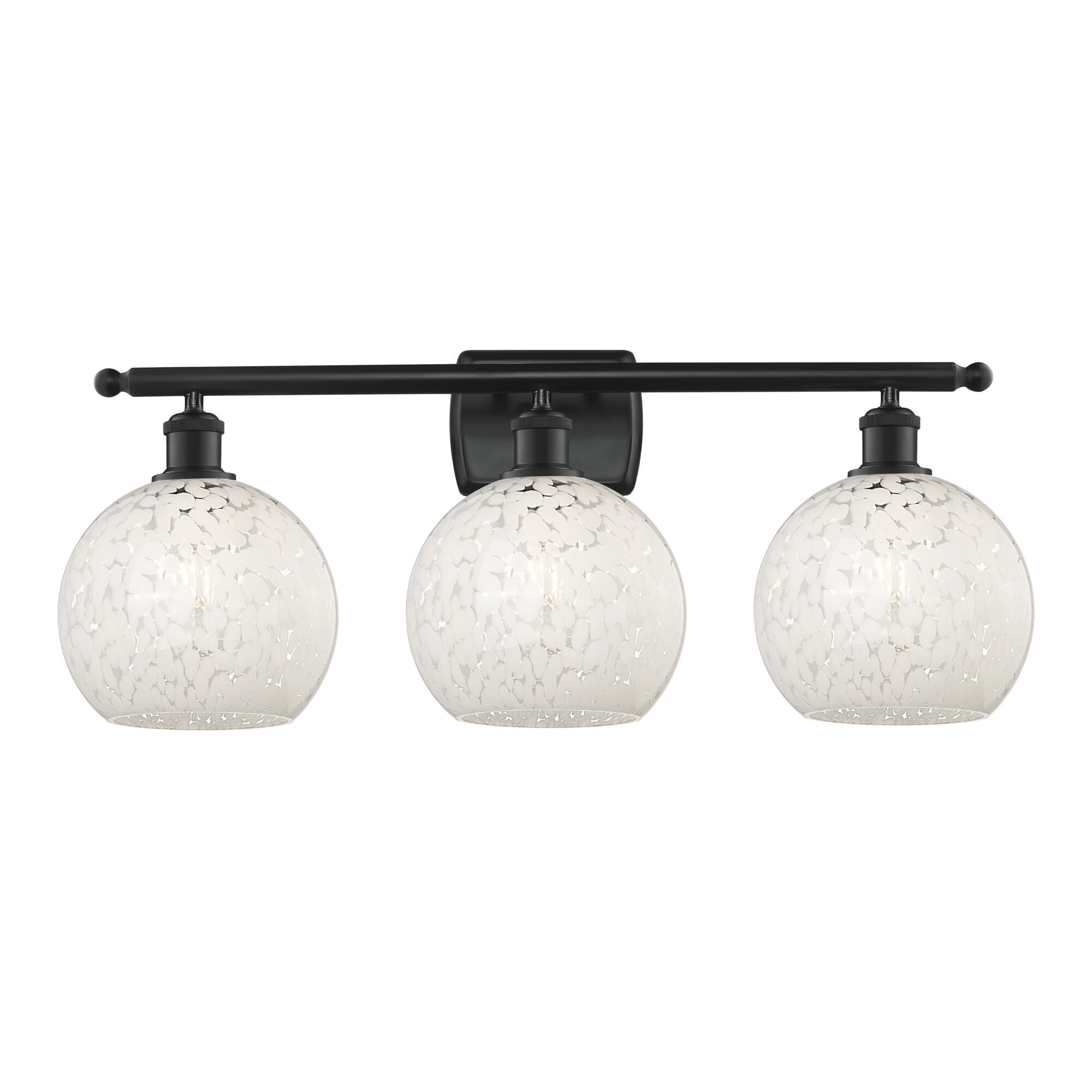 Shown in Matte Black finish and White Mouchette glass