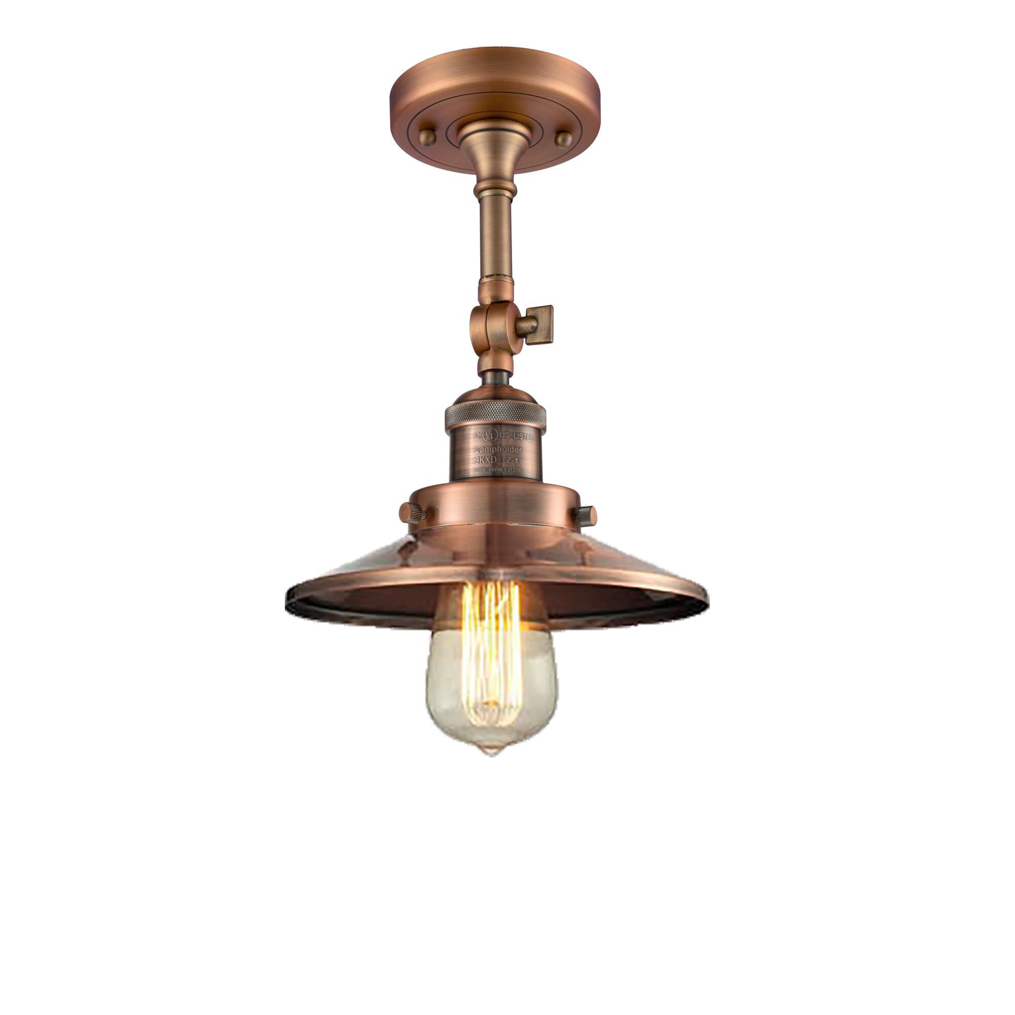 Shown in Antique Copper finish and Antique Copper shade