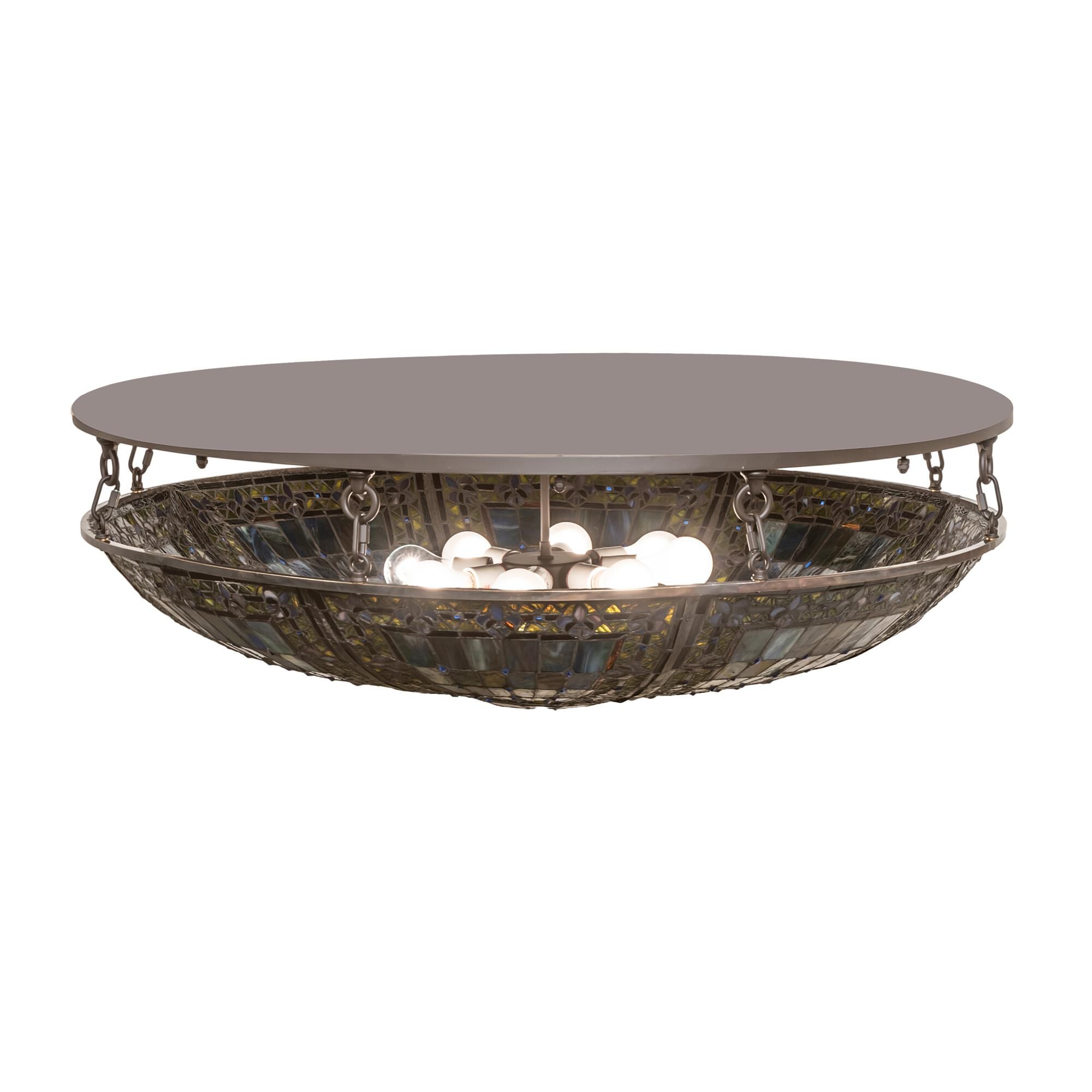Shown in Oil Rubbed Bronze finish and Green;Blue glass