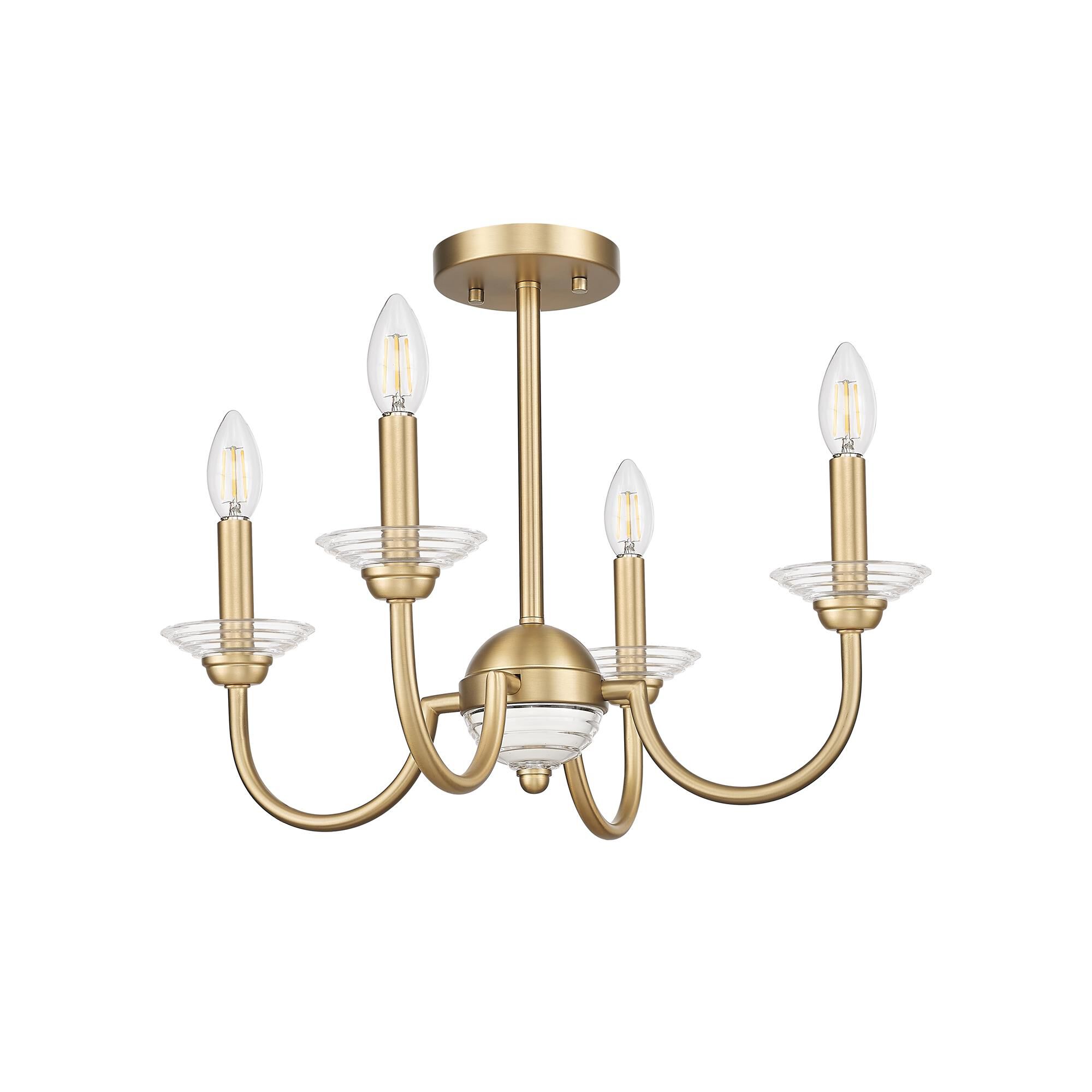 Shown in Modern Gold finish and Clear Ribbed glass and Clear Ribbed shade