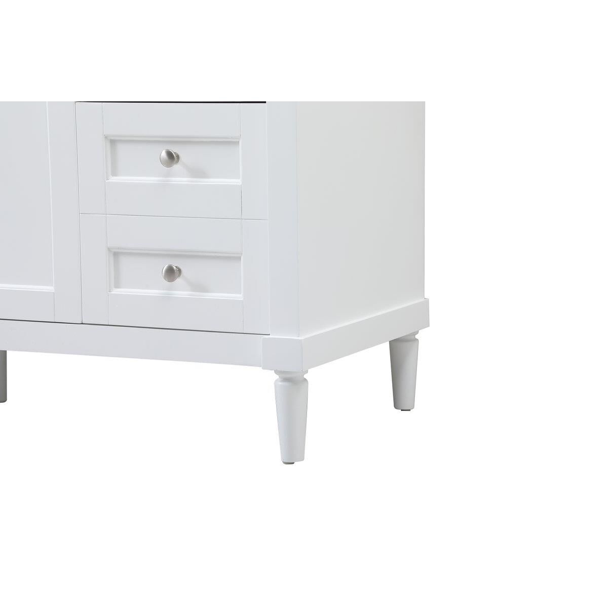 Shown in White finish and Single Bathroom Vanity accent