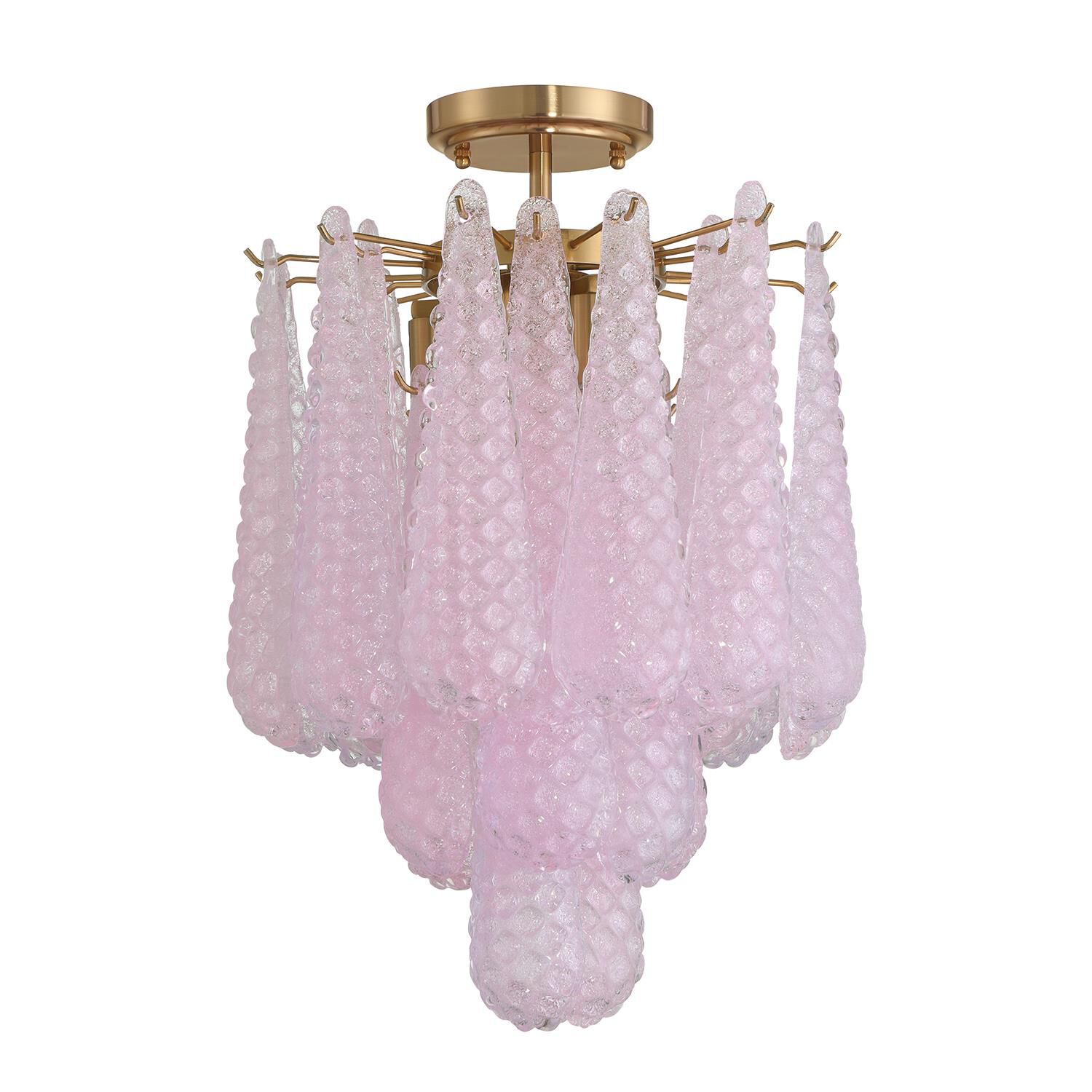 Shown in Aged Brass finish and Sand Blush glass