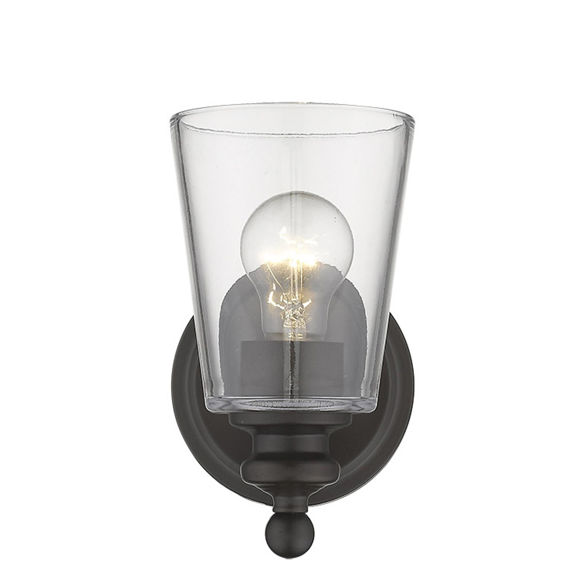 Shown in Oil-Rubbed Bronze finish and Clear glass and Clear, Cone Shaped Glass shade