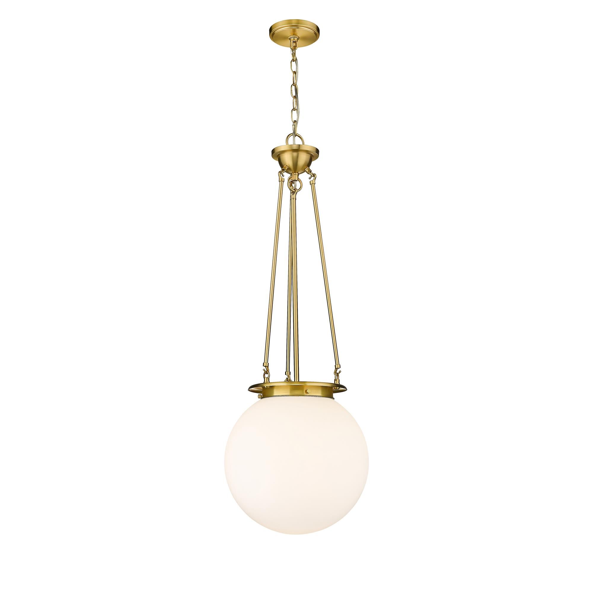 Shown in Satin Gold finish and Matte White glass