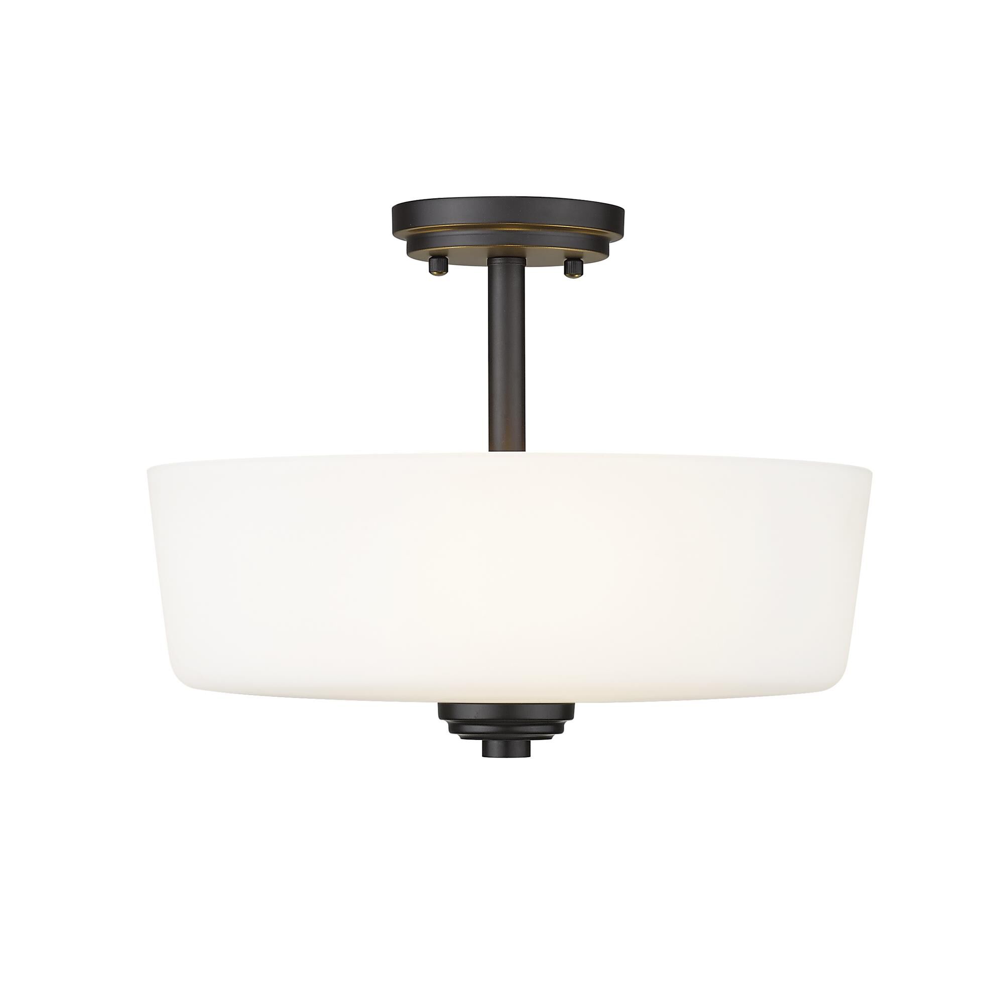 Shown in Bronze finish and Glass shade