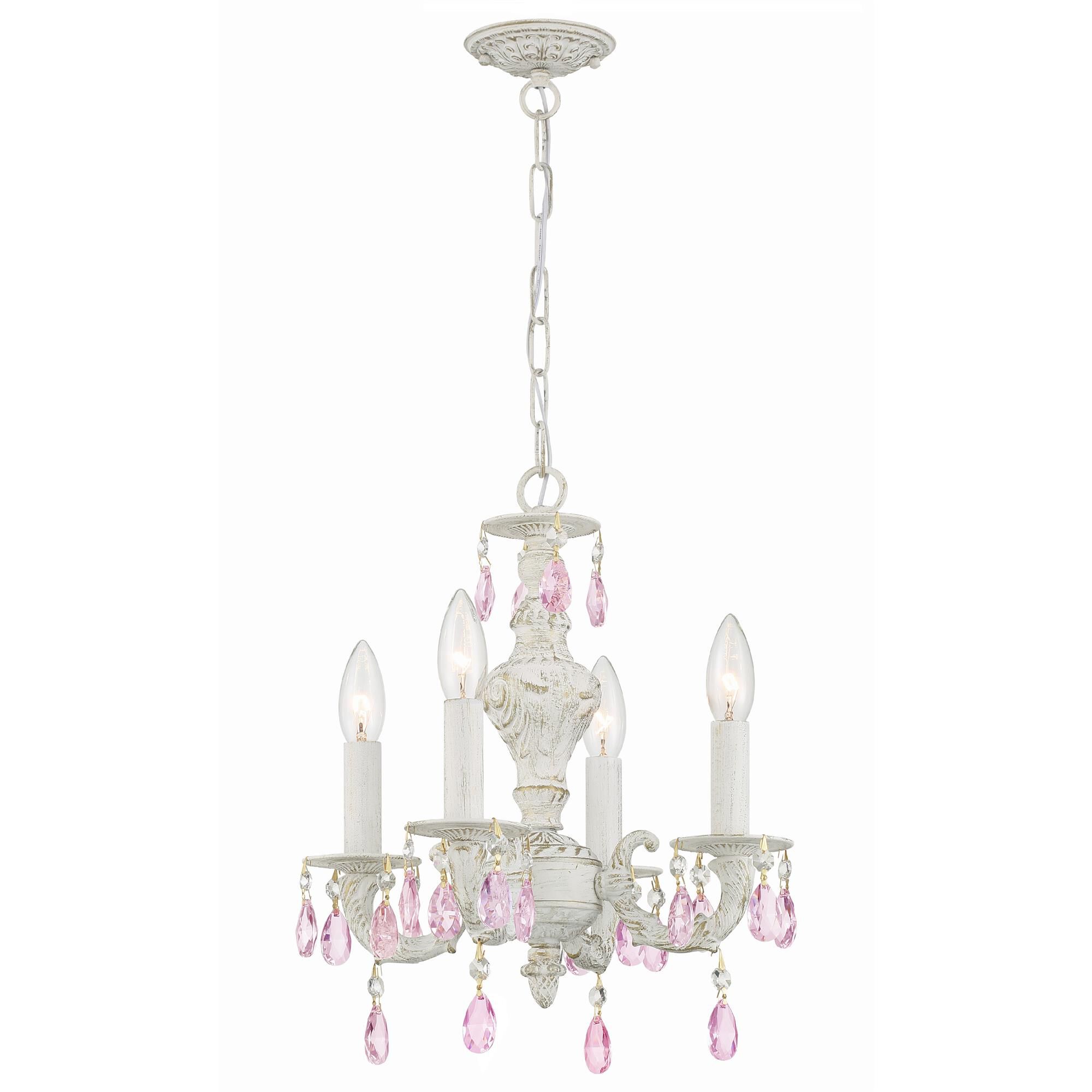 Shown in Antique White finish and Rose Colored Hand Cut crystal