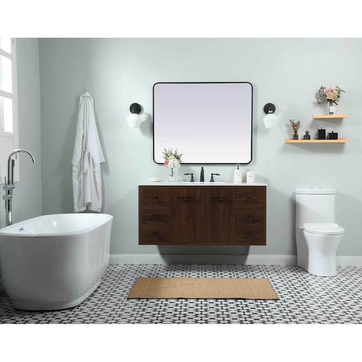 Shown in Walnut finish and No Backsplash accent