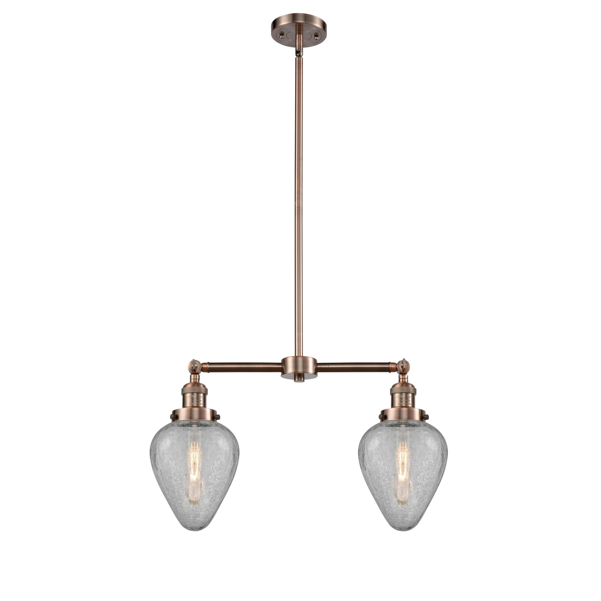 Shown in Antique Copper finish and Clear Crackle glass