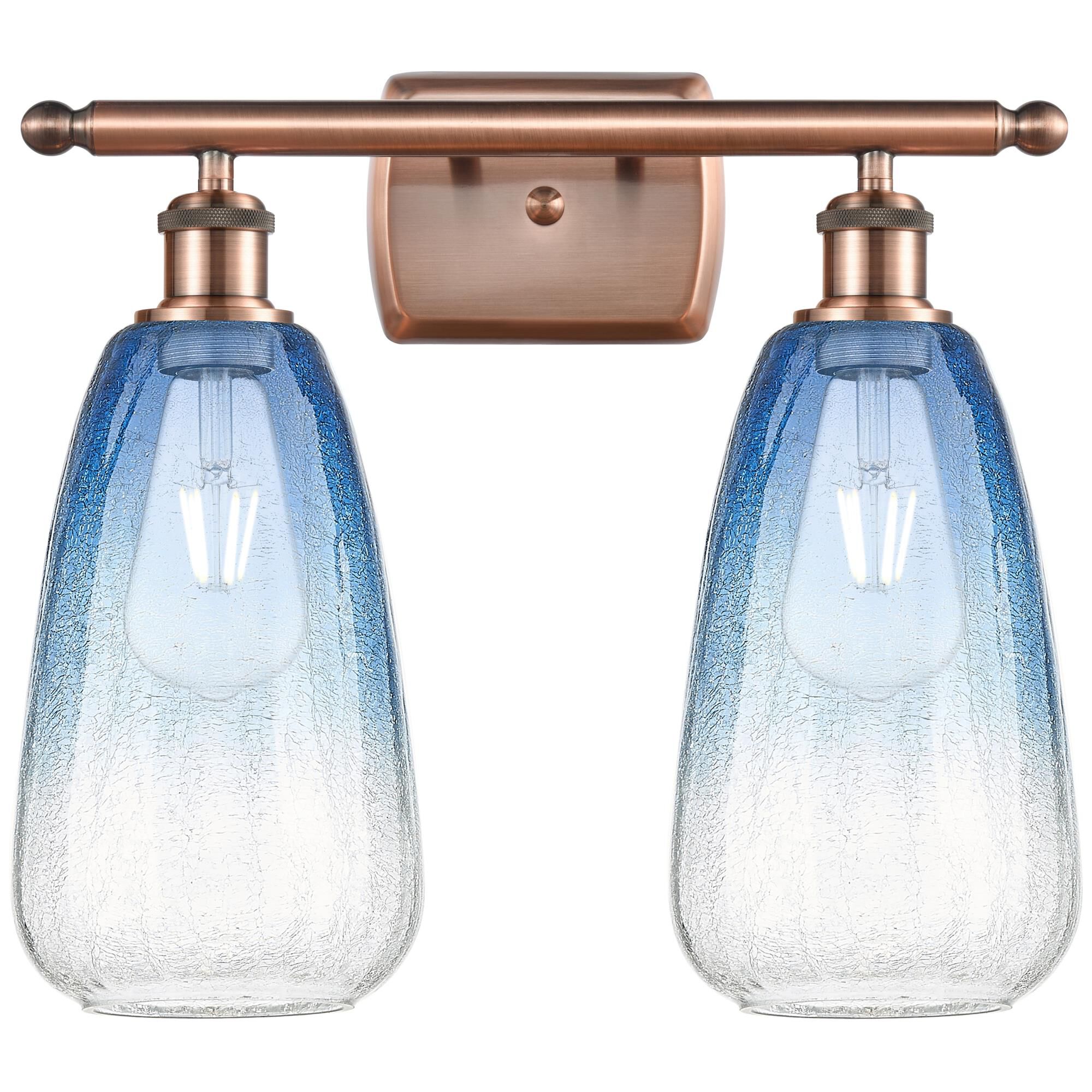 Shown in Antique Copper finish and Sapphire Blue glass