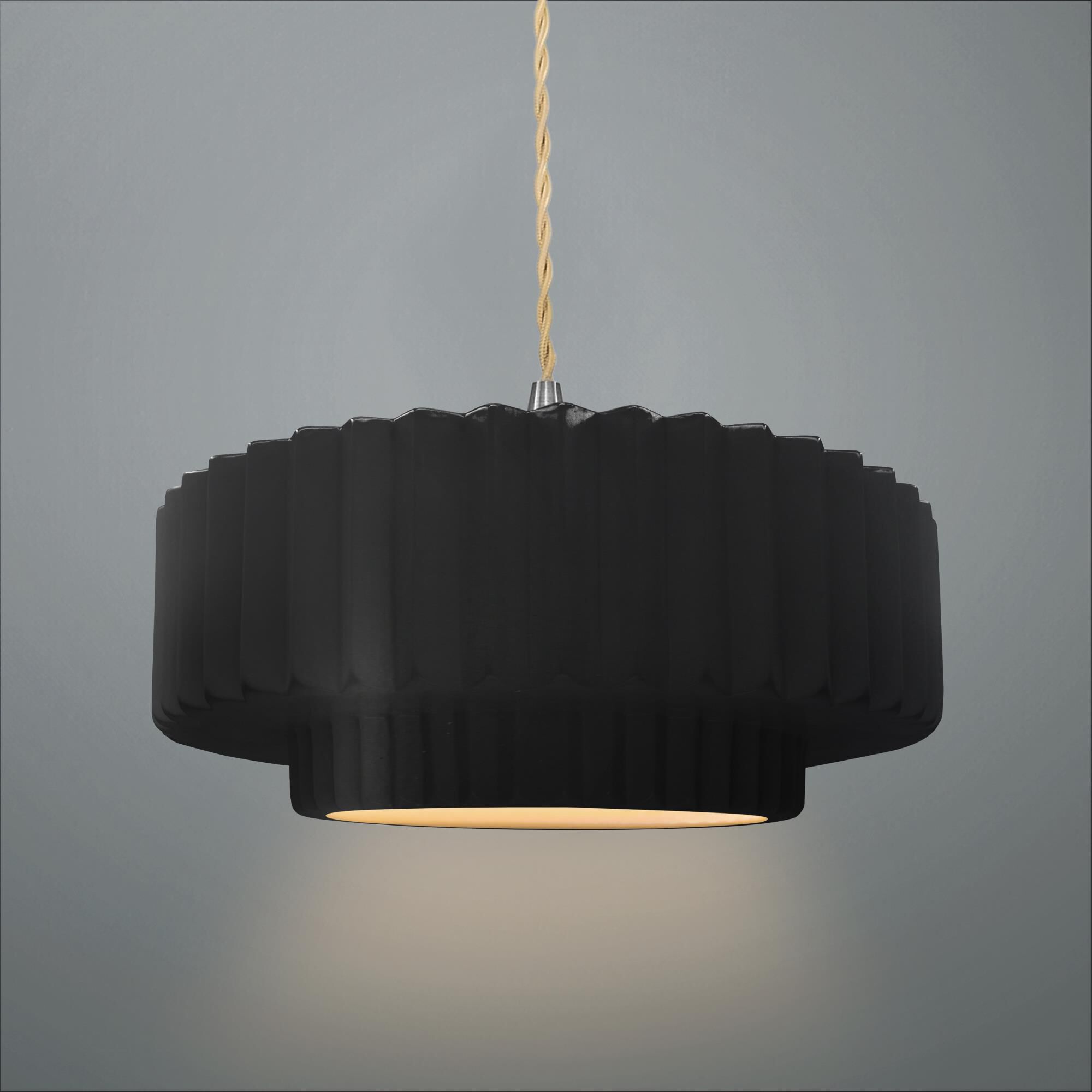 Pleated Tier 12 Inch Mini Pendant by Justice Design Group