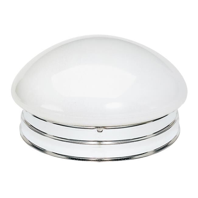 Shown in Polished Chrome finish and Medium White Mushroom glass