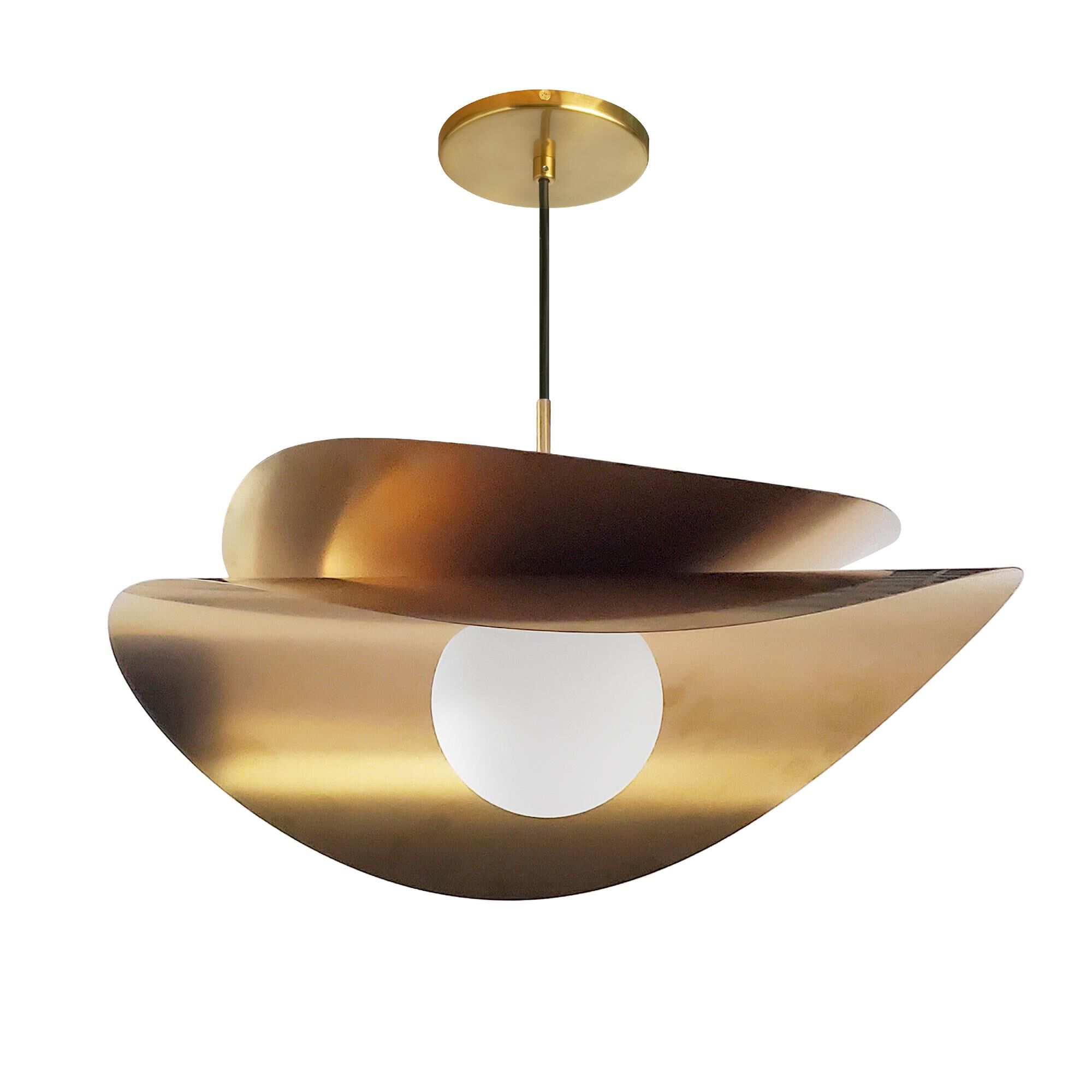 Shown in Aged Brass finish and Aged Brass shade