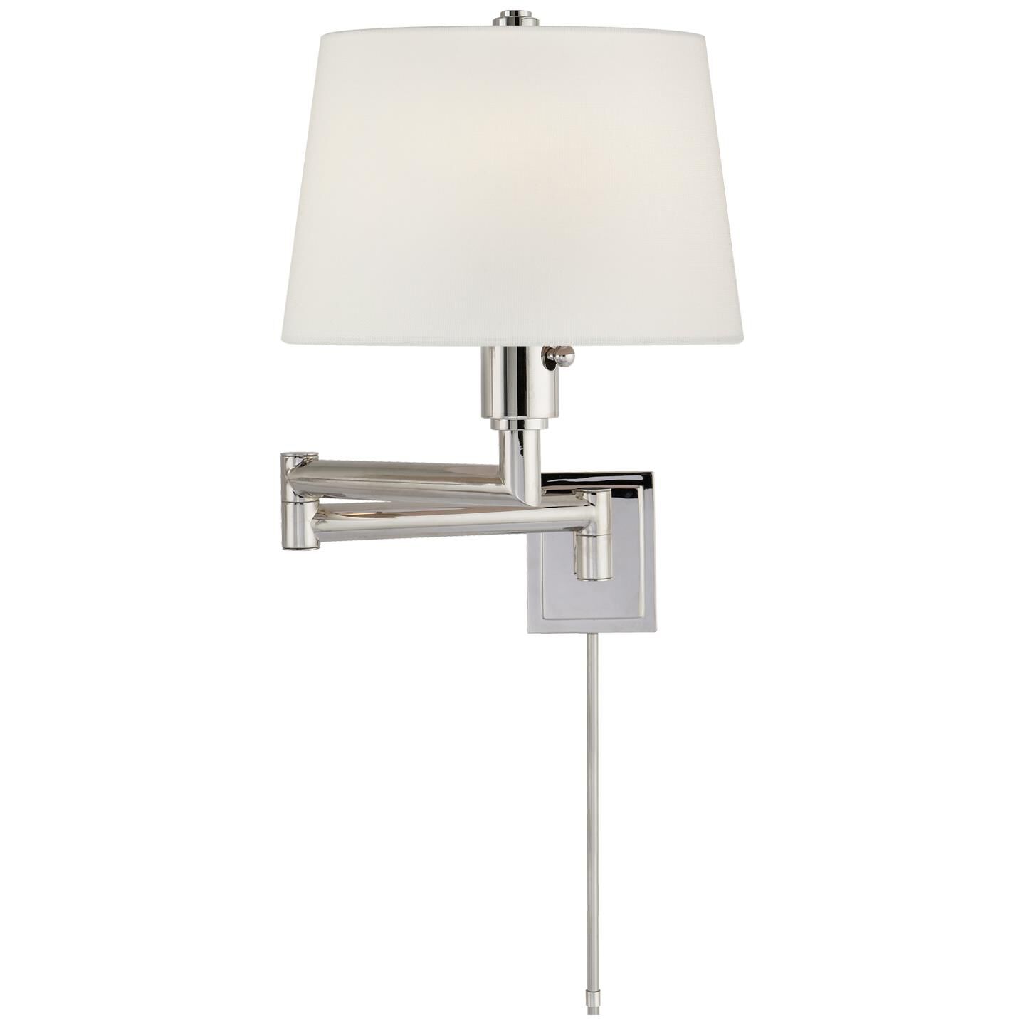 Shown in Polished Nickel finish and Linen shade