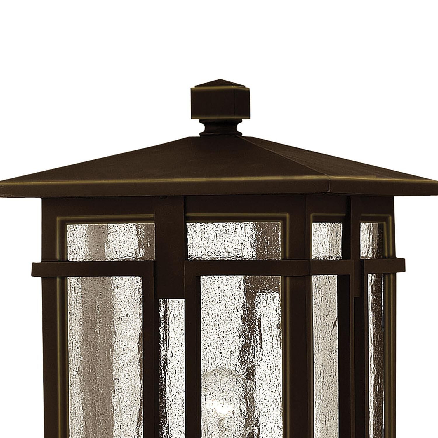 Shown in Oil Rubbed Bronze finish and Clear Seedy glass