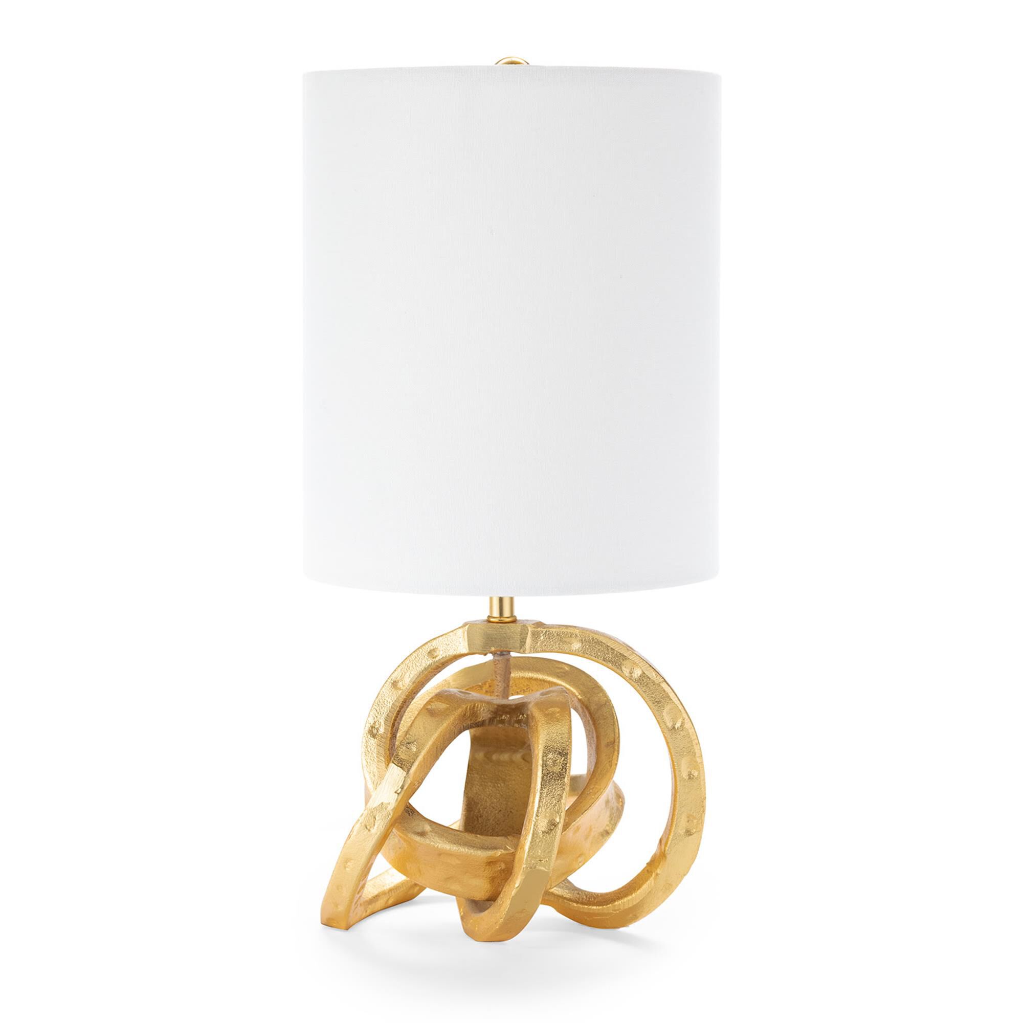 Shown in Gold finish and Linen shade
