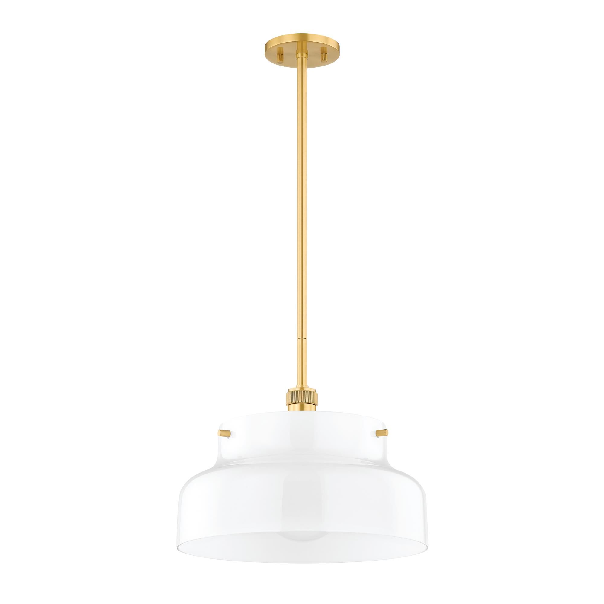 Shown in Aged Brass finish and Opal Glossy glass