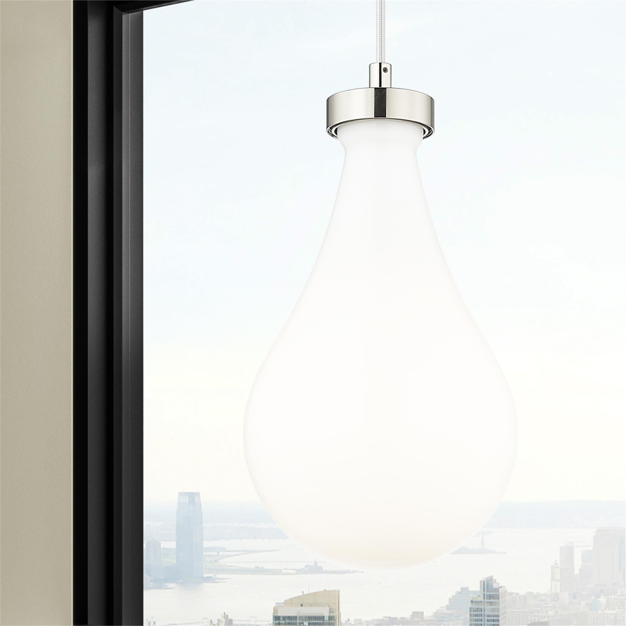 Shown in Polished Nickel finish and Gloss White glass