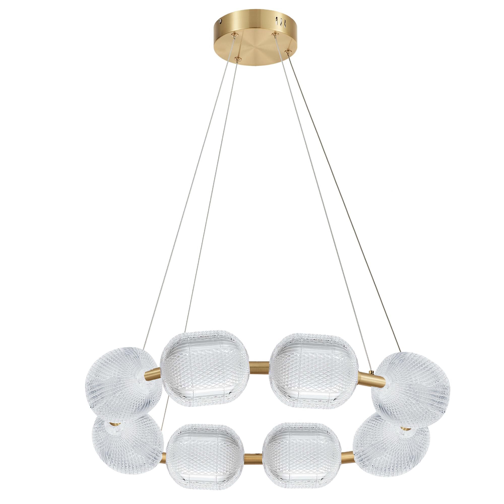 Shown in Aged Brass finish and Clear shade
