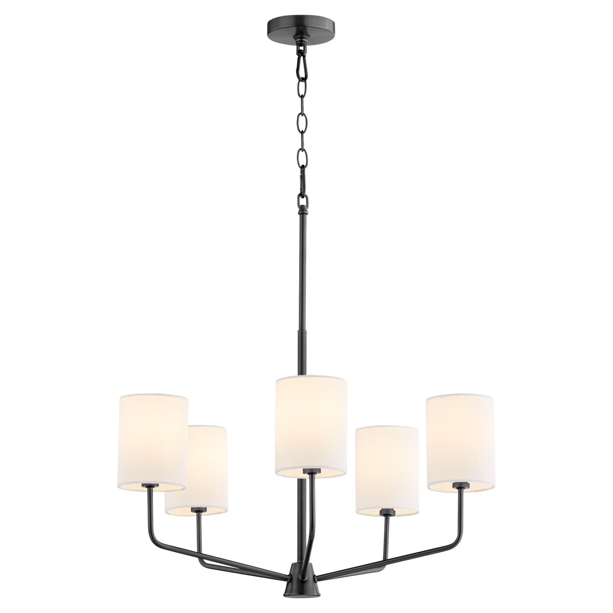 Shown in Matte Black finish and White Linen shade