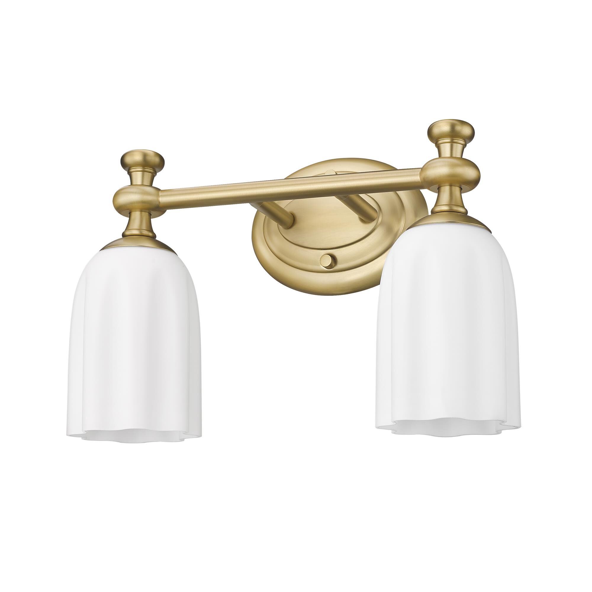 Shown in Modern Gold finish and Opal Etched glass and Opal Etched shade