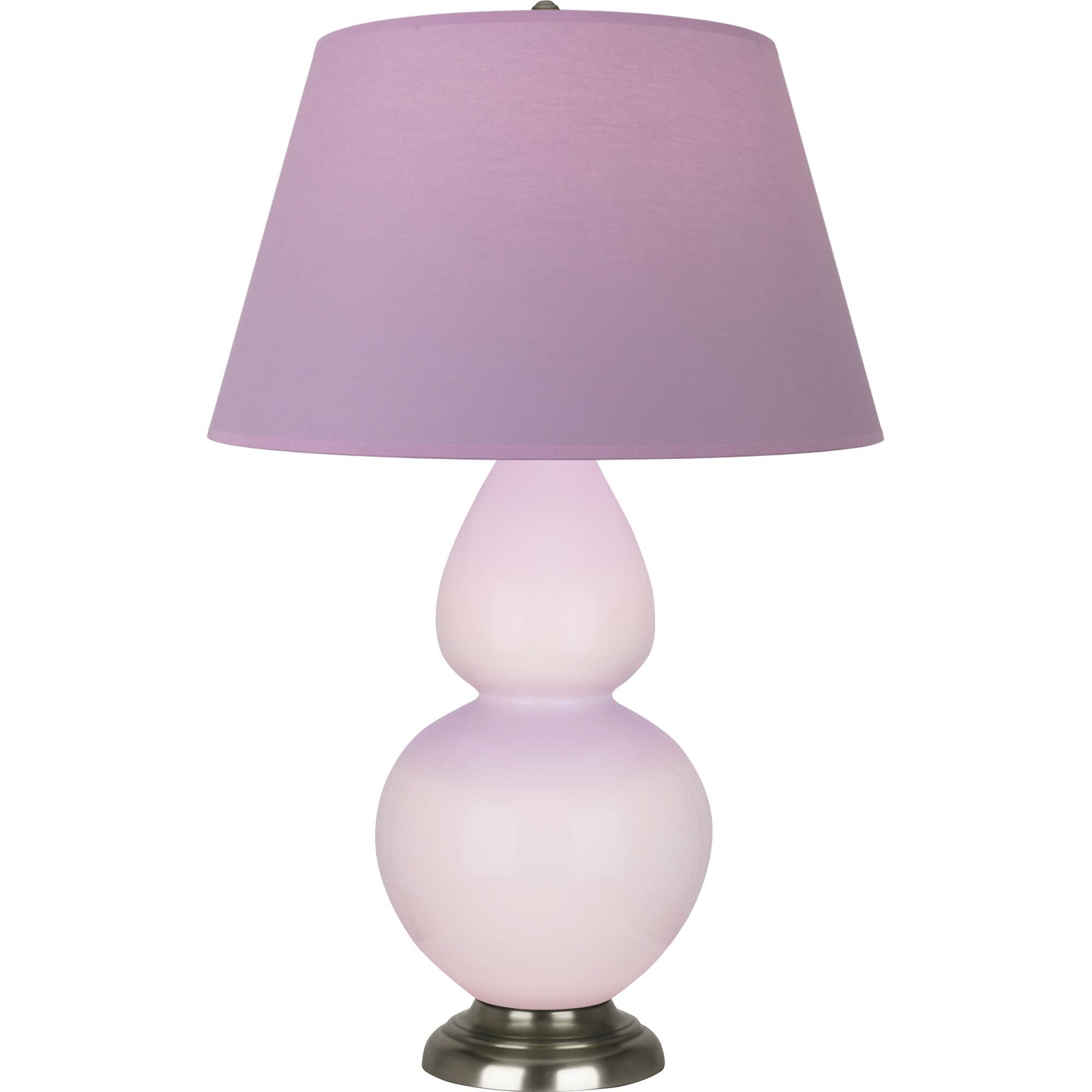 Shown in Rose Water Glazed finish and Lavender with Plum Lining shade and Antique Silver accent