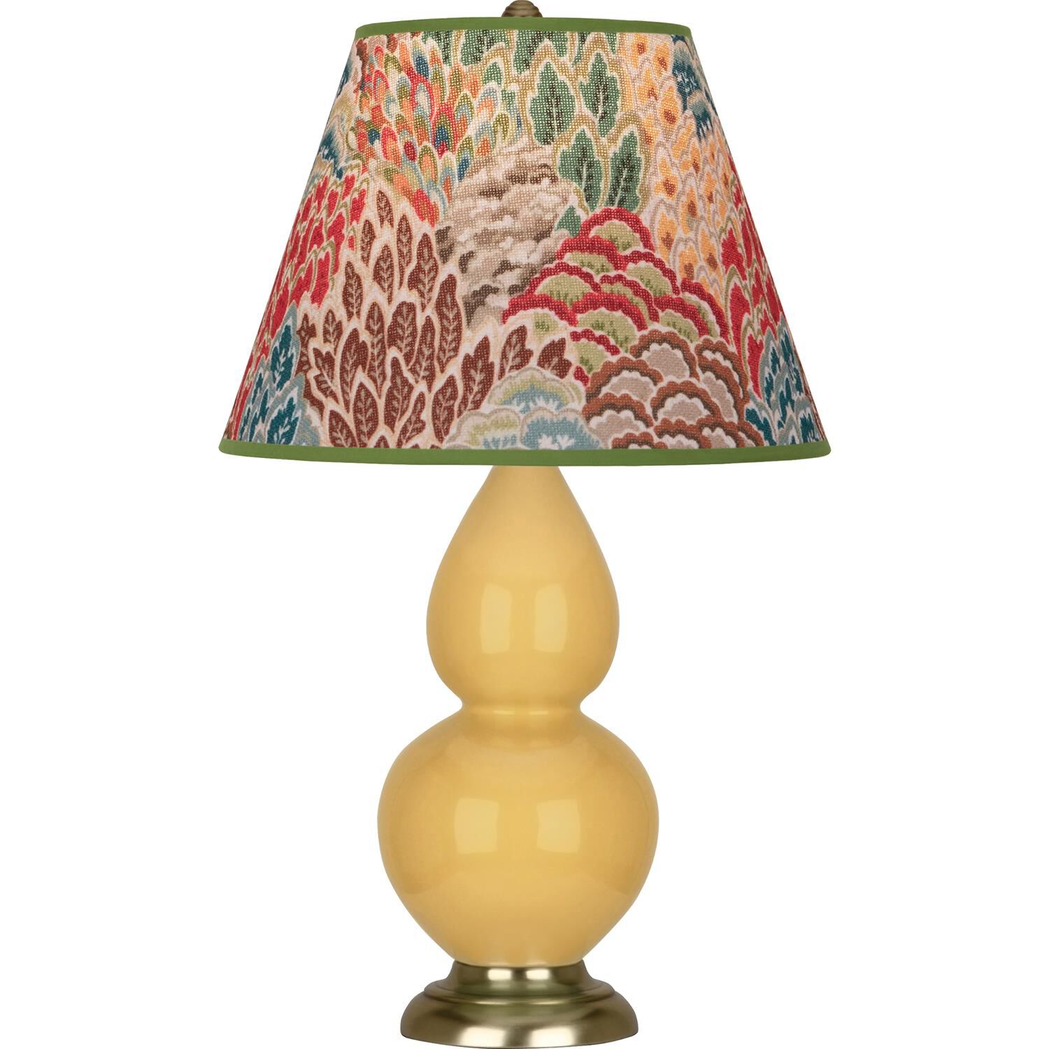 Shown in Sunset Yellow finish and Fall Floral shade and Antique Brass accent