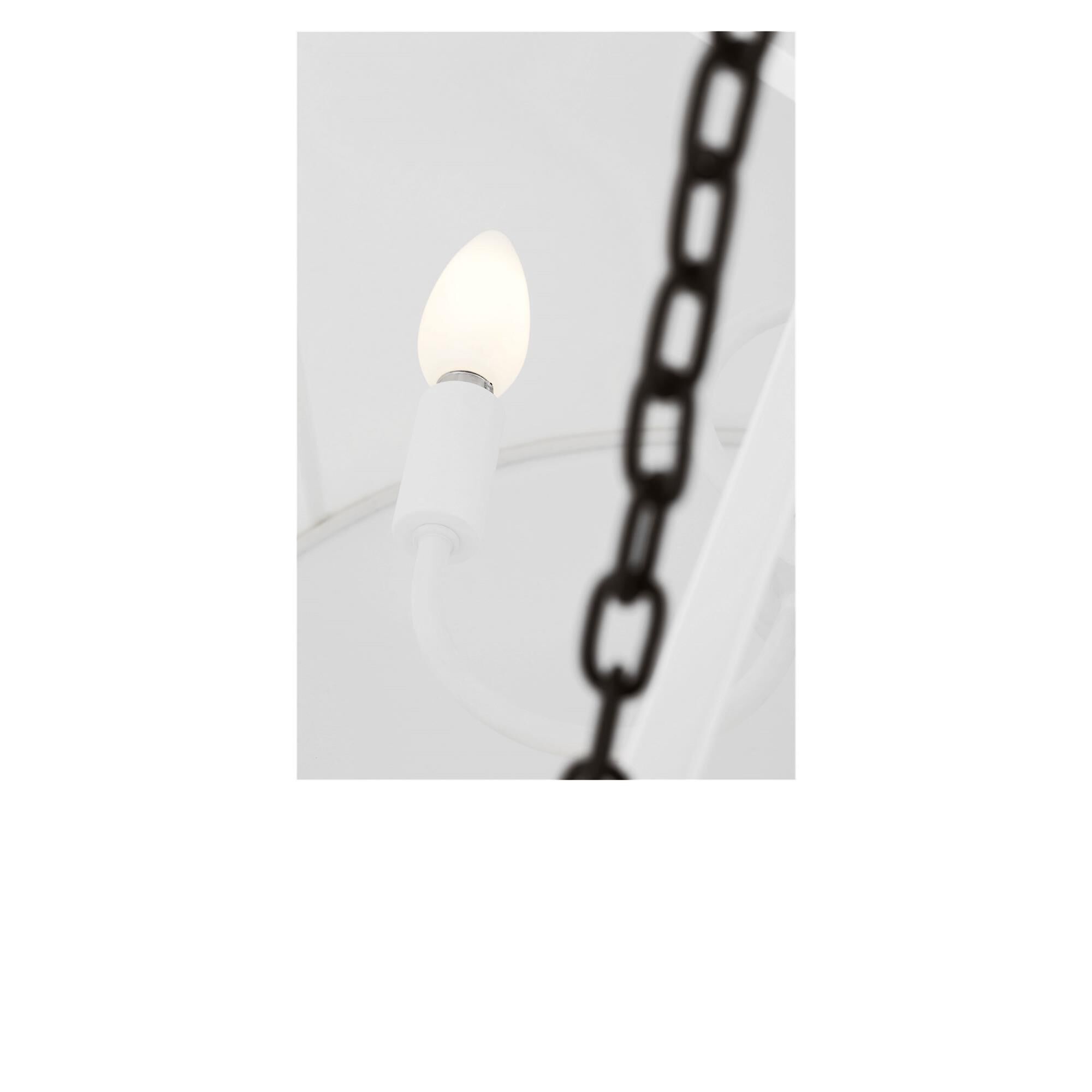Shown in Aged Iron finish and White Linen Fabric shade