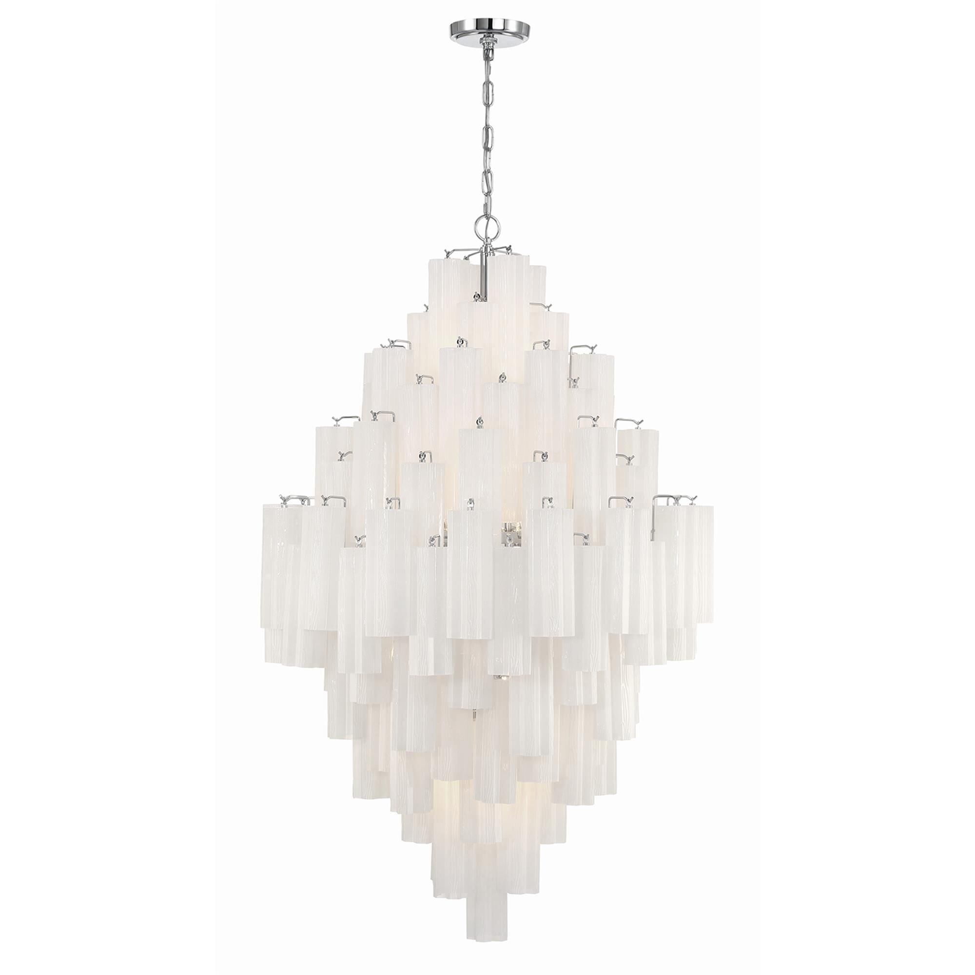 Shown in Polished Chrome finish and Tronchi Glass White crystal