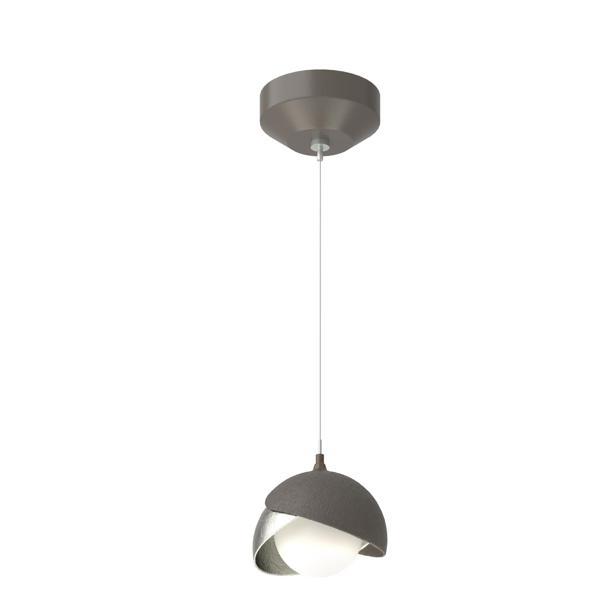 Shown in Dark Smoke finish and Opal glass and Sterling  accent