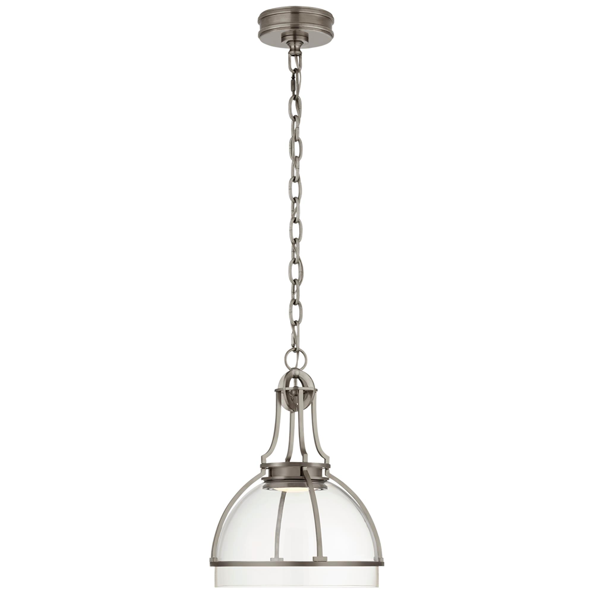 Shown in Antique Nickel finish and Clear glass and Clear Glass shade