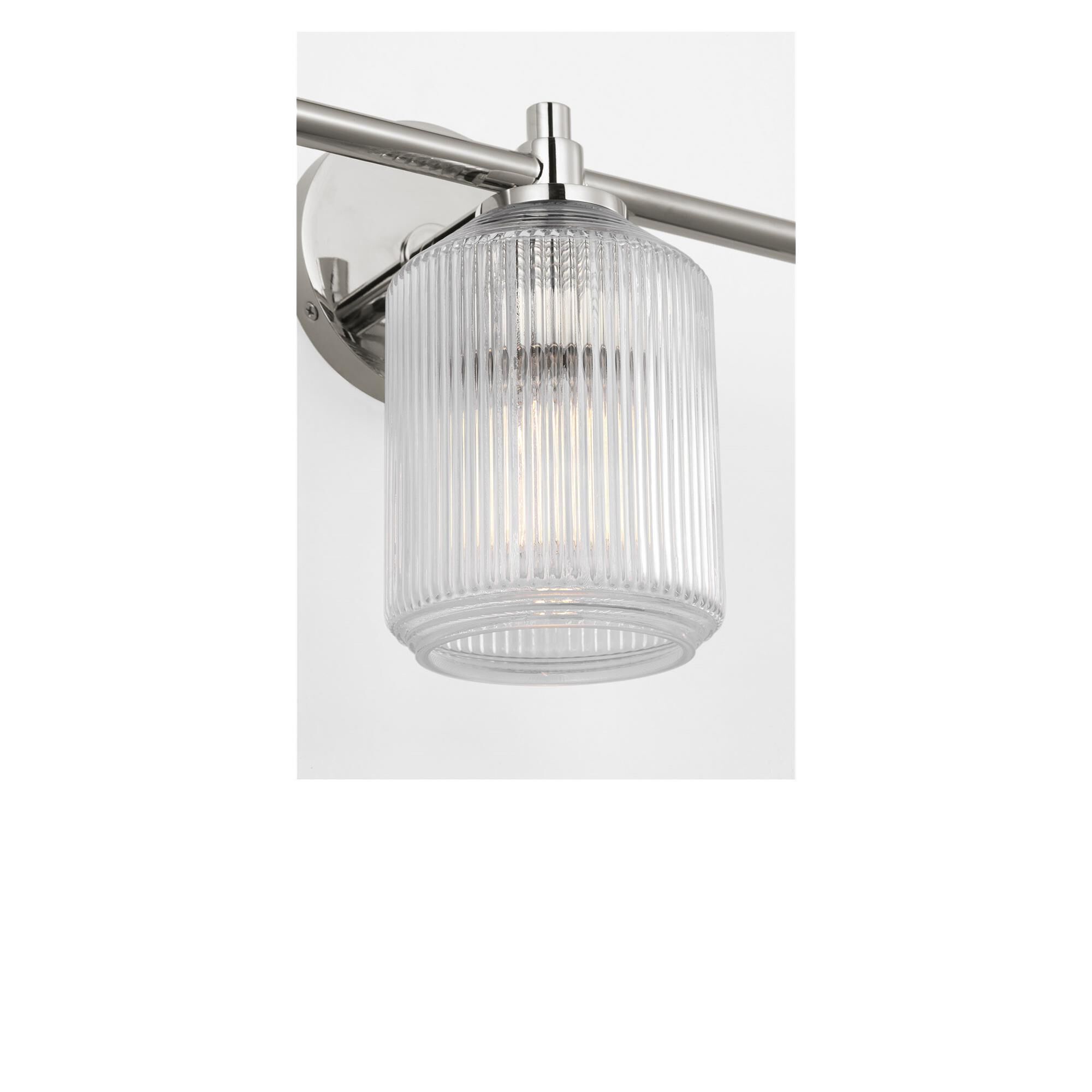 Shown in Polished Nickel finish and Clear Ribbed glass